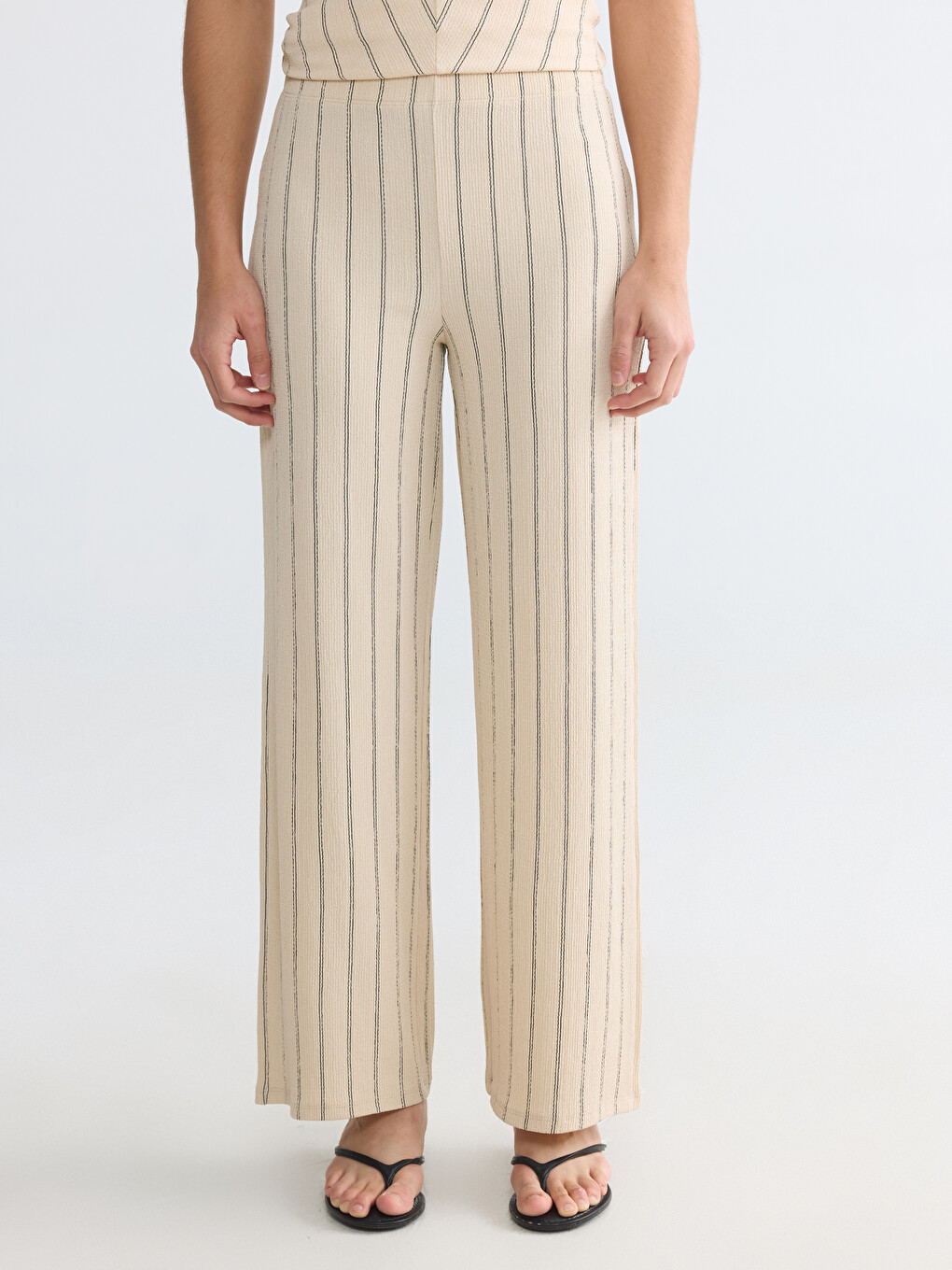 Elastic Waist Striped Women's Trousers-1