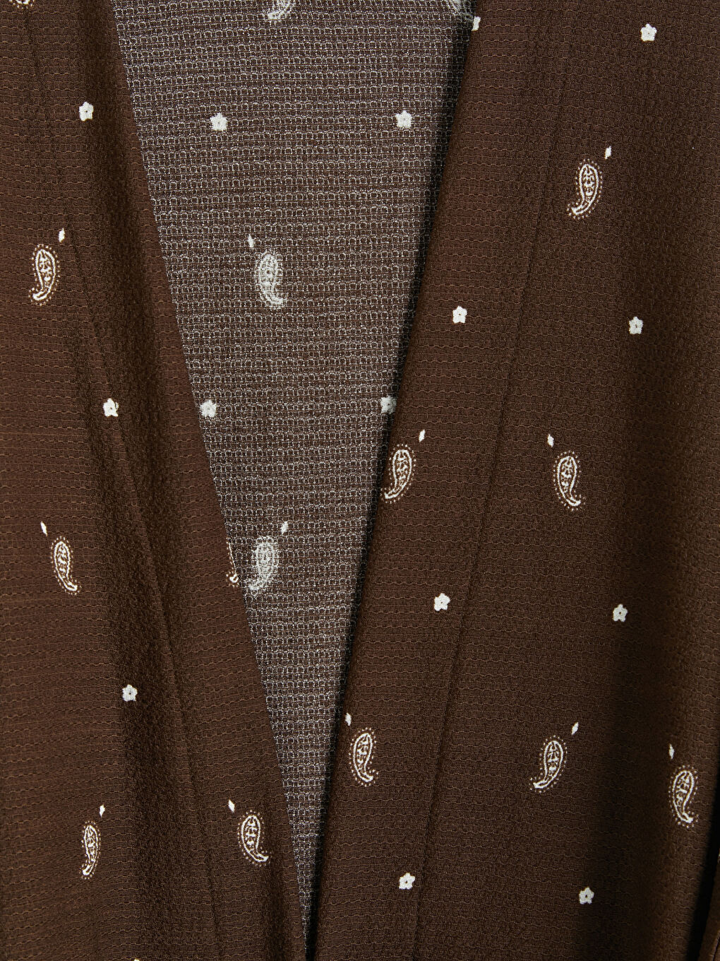 Kahverengi Şal Yaka Desenli Kadın Hırka-2