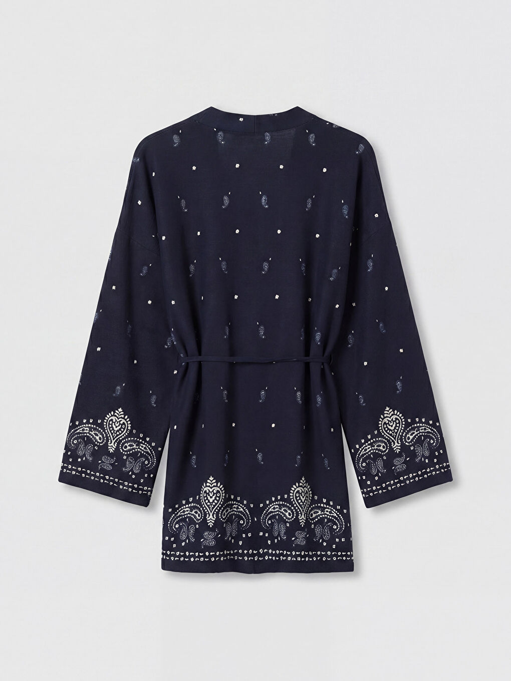 Lacivert Şal Yaka Desenli Kadın Hırka-1