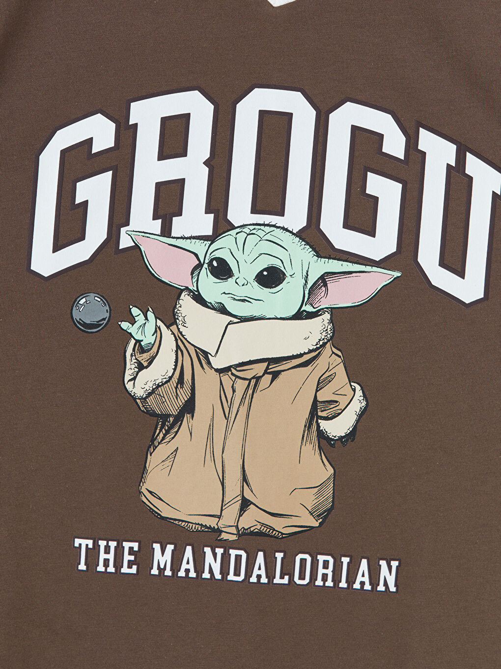 Kahverengi V Yaka The Mandalorian Baskılı Kadın Tişört-2