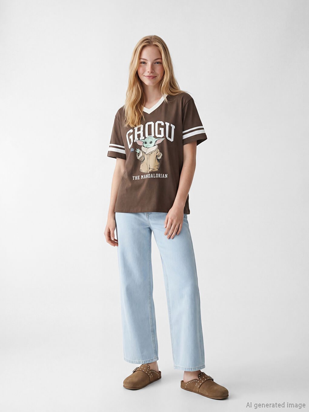 V Neck The Mandalorian Printed Women's T-Shirt-1