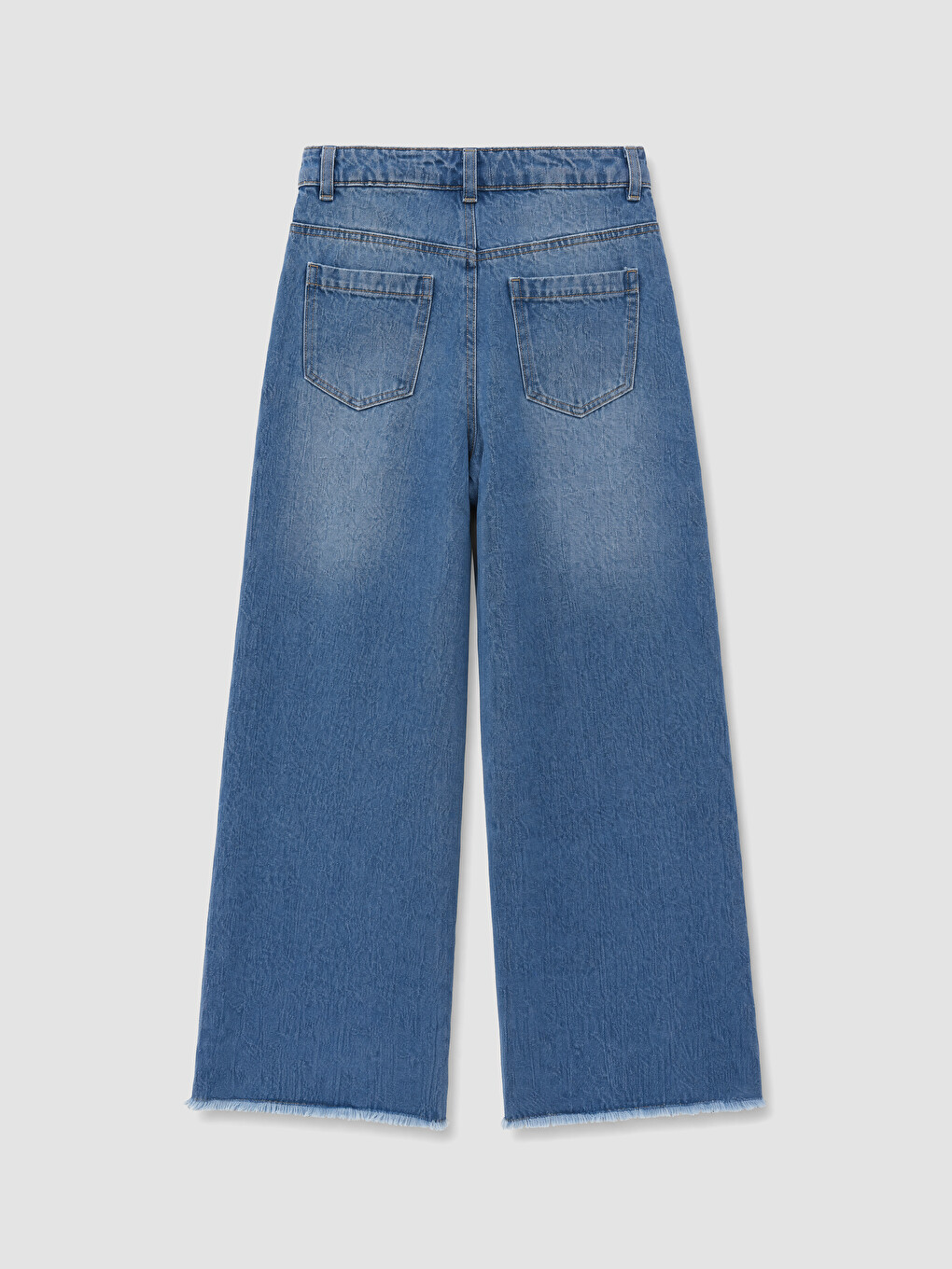 Jean fille coupe régulière à détails usés-1
