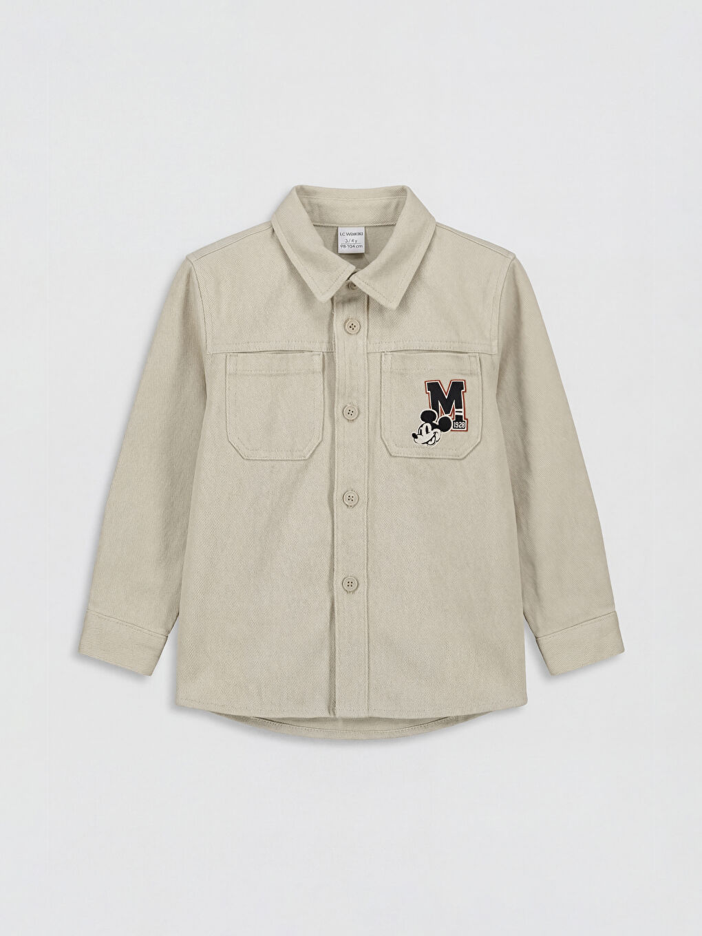Bej Mickey Mouse Erkek Çocuk Gabardin Gömlek-1