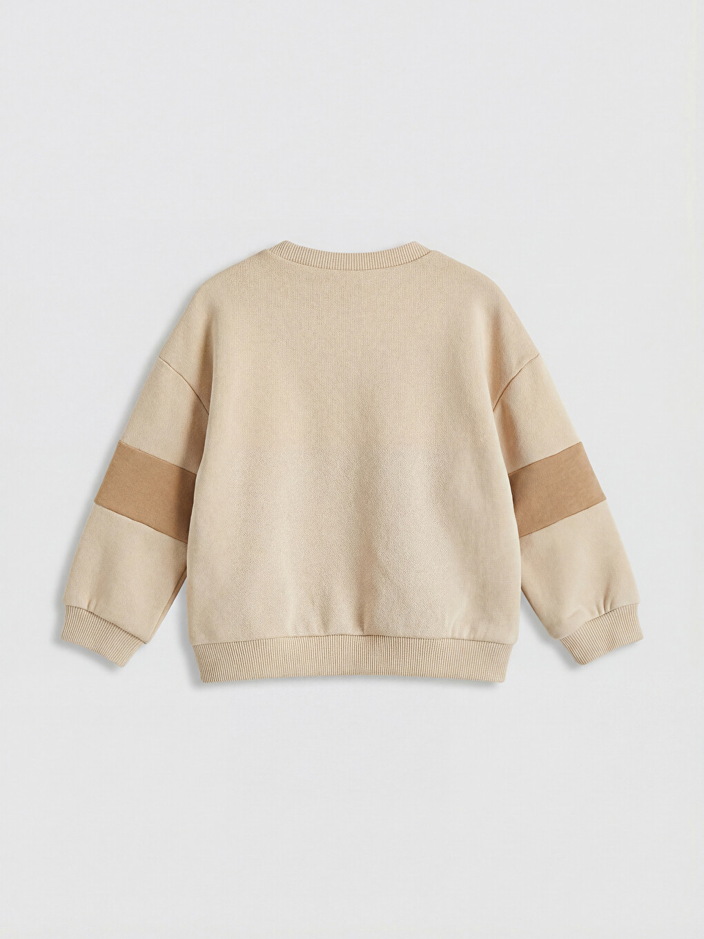 Bej Bisiklet Yaka Baskılı Erkek Bebek Sweatshirt-1