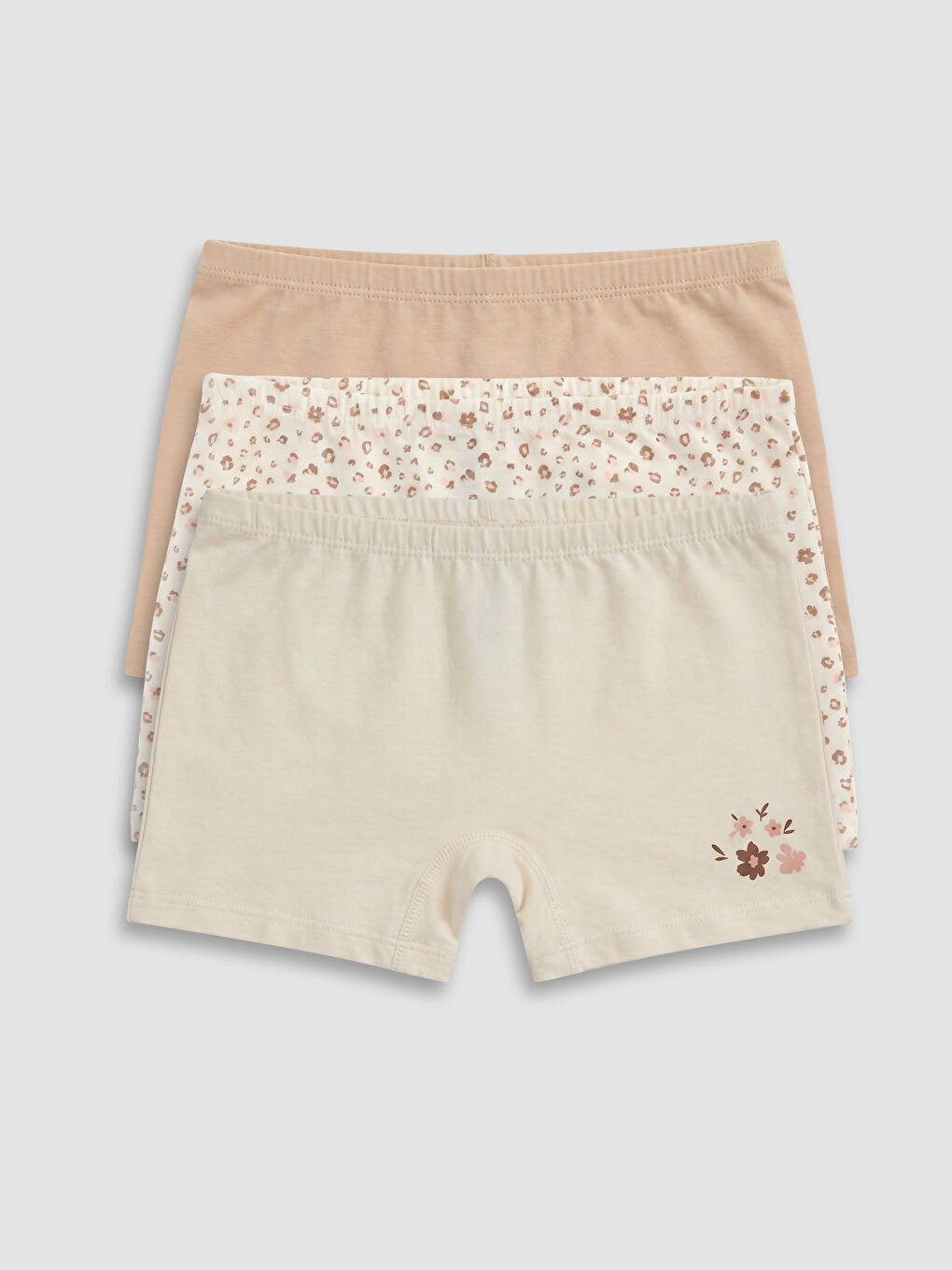 Ekru Baskılı Kız Çocuk Boxer 3'lü-5