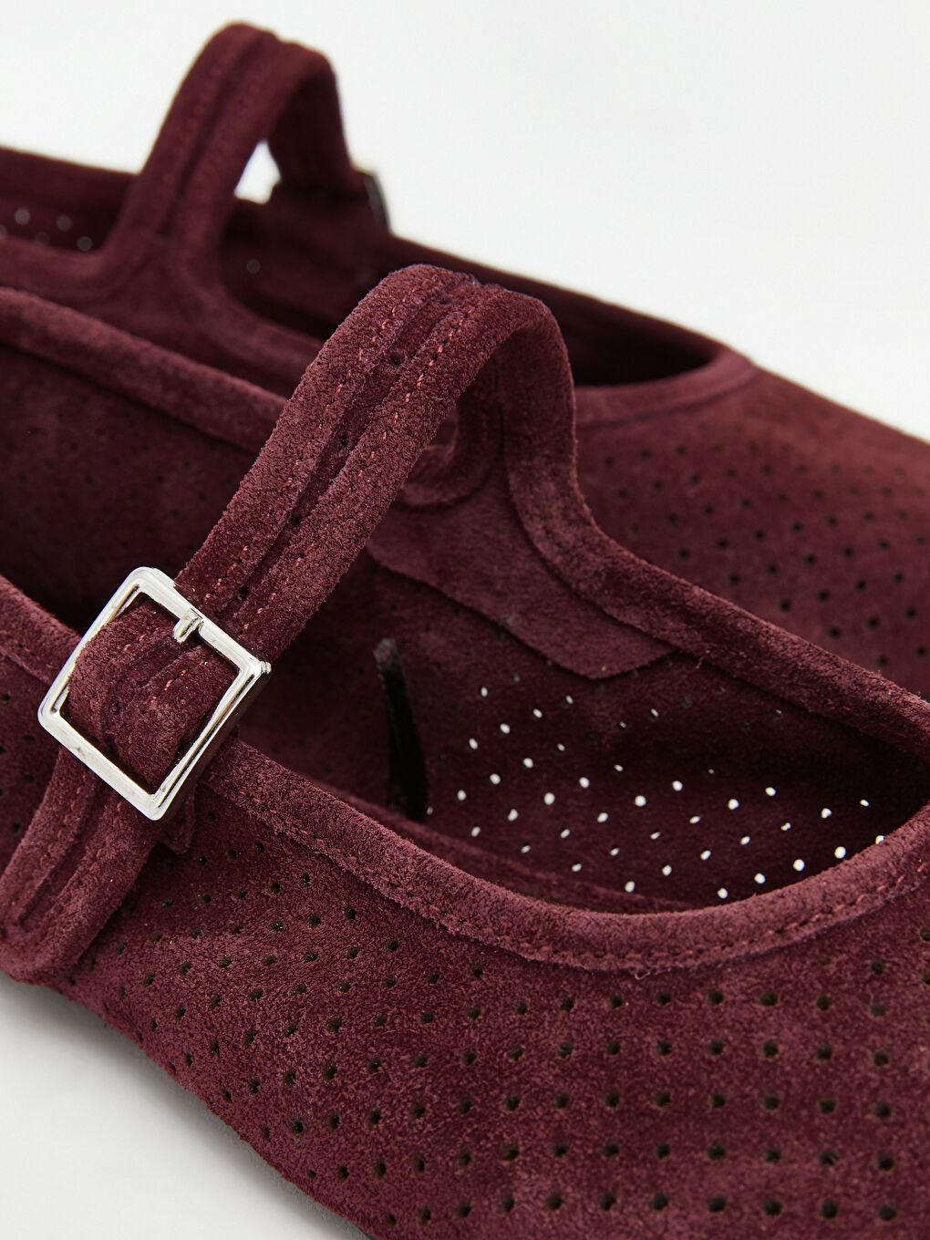 Bordo Süet Görünümlü Kadın Babet -2