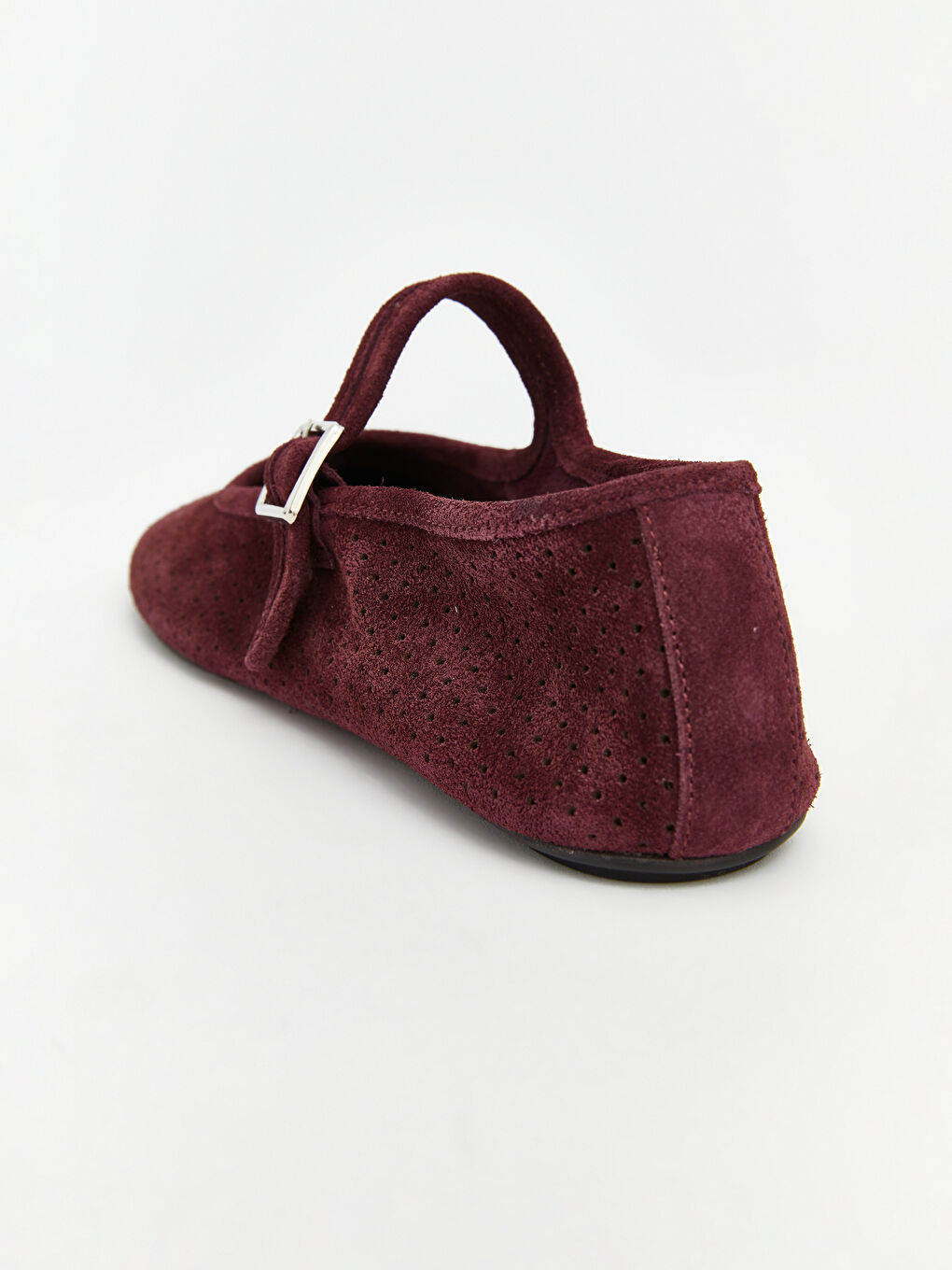 Bordo Süet Görünümlü Kadın Babet -4