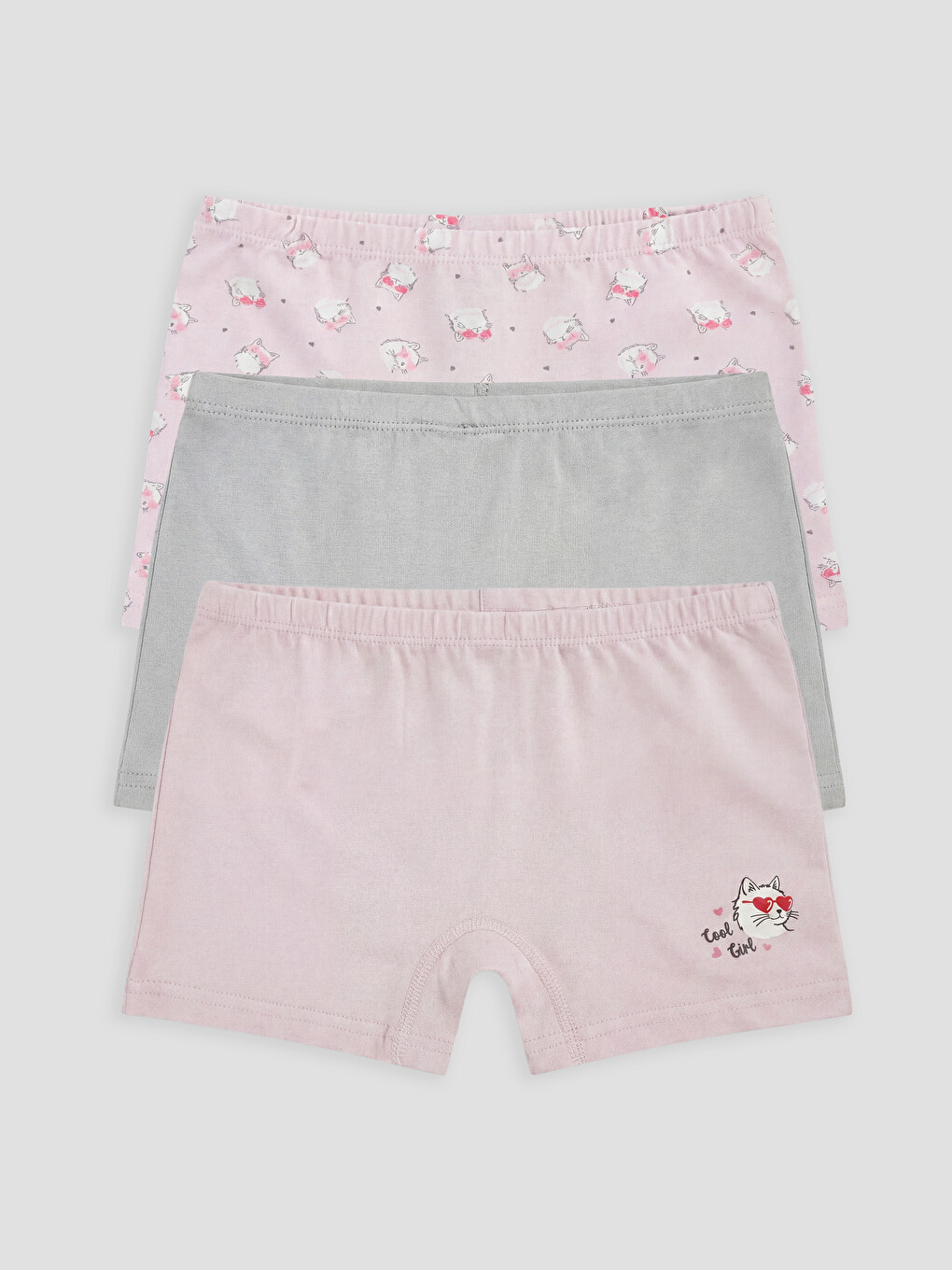 Pembe Baskılı Kız Çocuk Boxer 3'lü-4