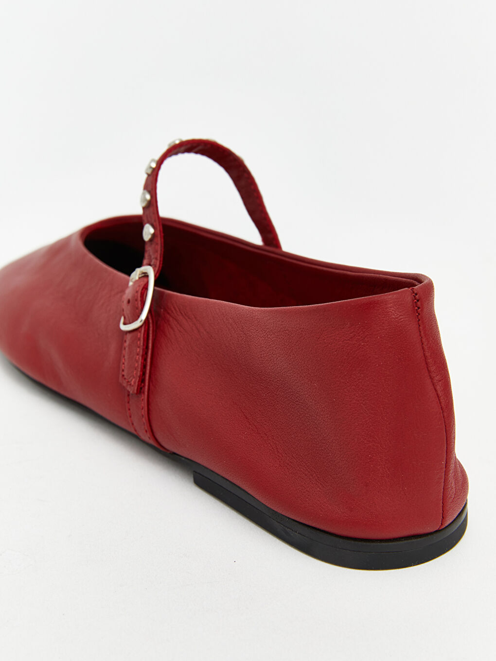 Kırmızı Deri Görünümlü Kadın Babet -4