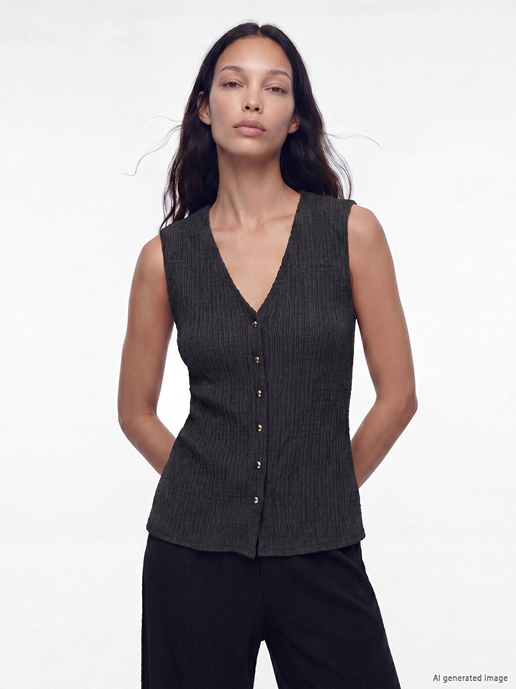 V Neck Buttoned Women's Tank Top