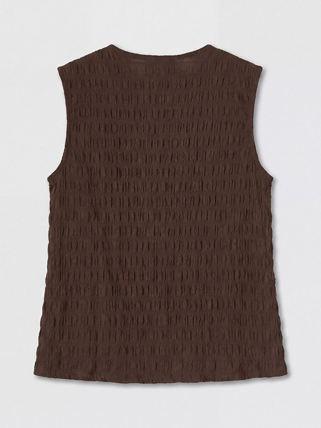 Kahverengi Bisiklet Yaka Aplikeli Büzgülü Bluz-1