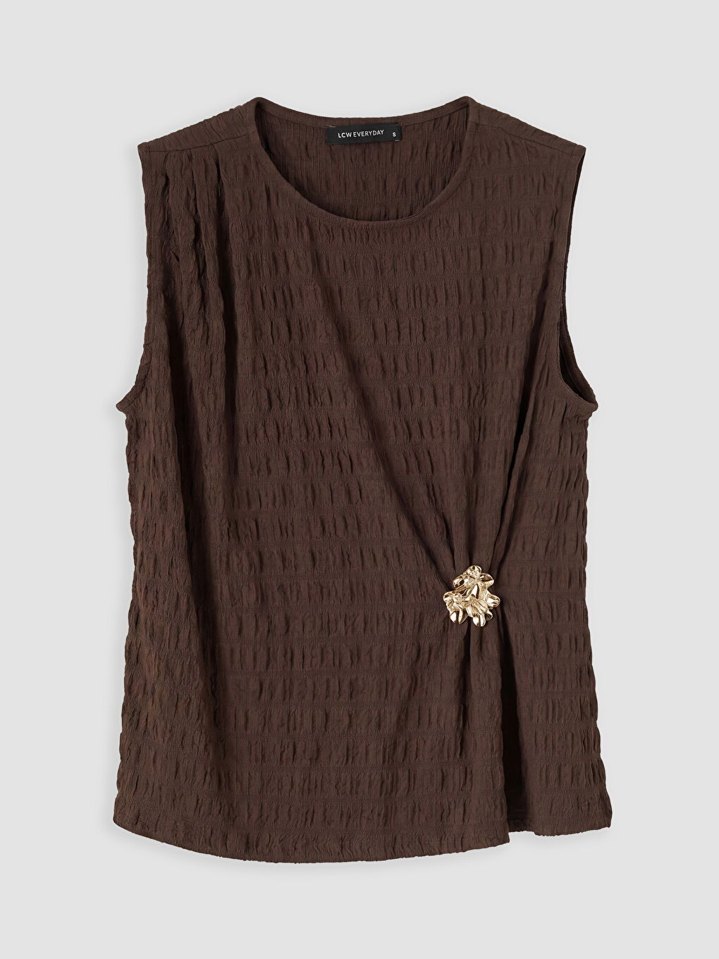 Crew Neck Appliquéd Ruched Blouse-4