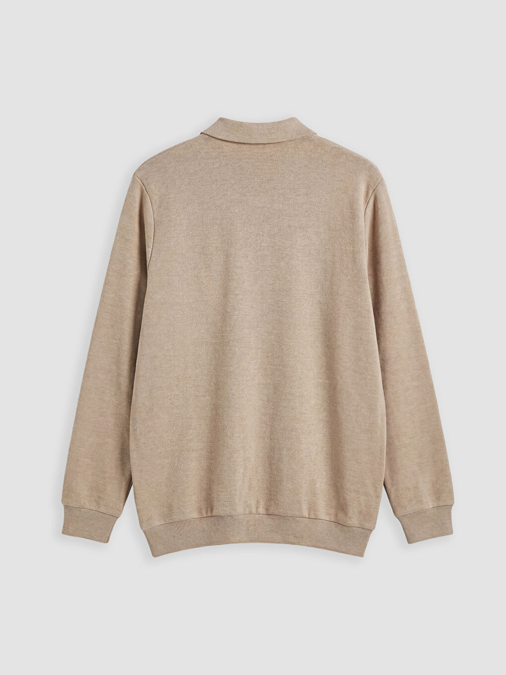 Bej Polo Yaka Erkek Sweatshirt-5