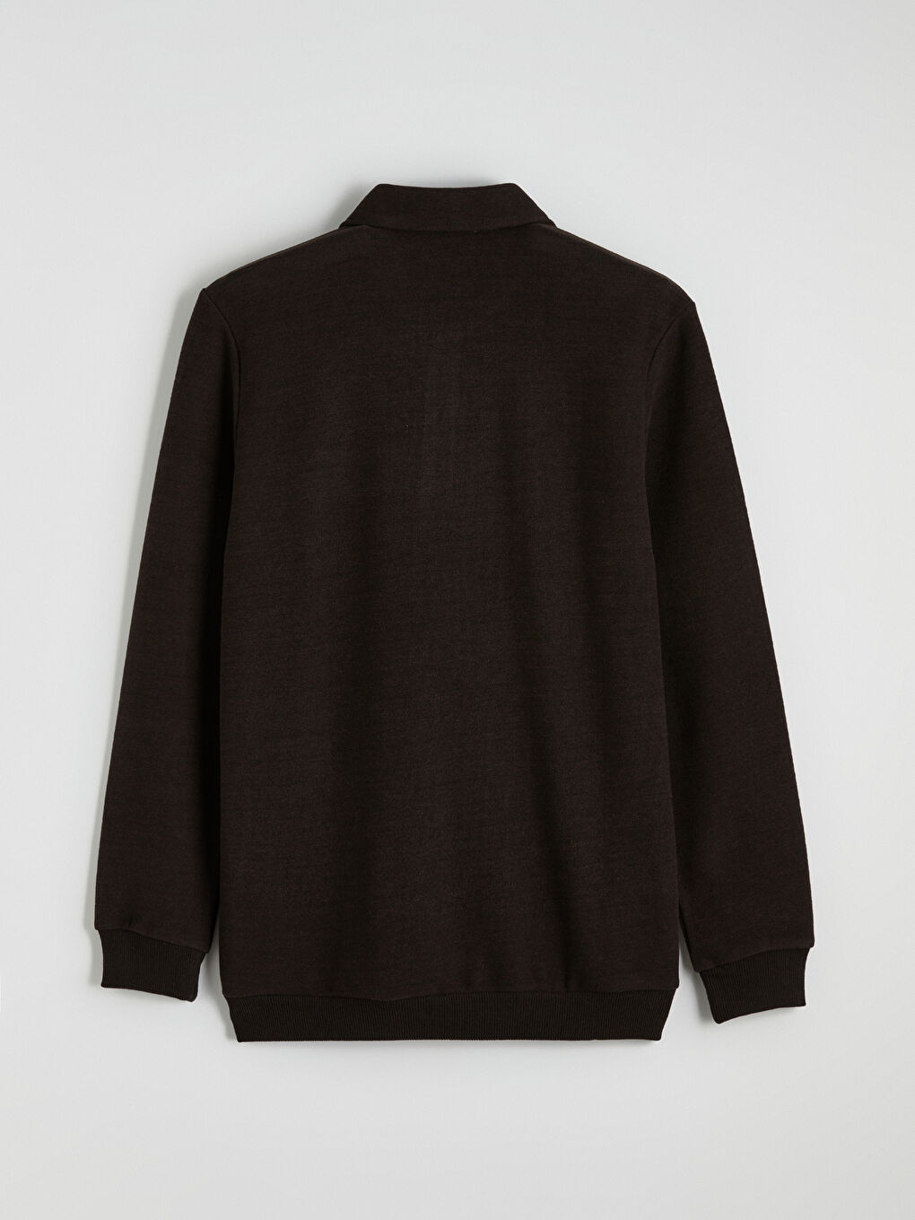 Kahverengi Polo Yaka Erkek Sweatshirt-6