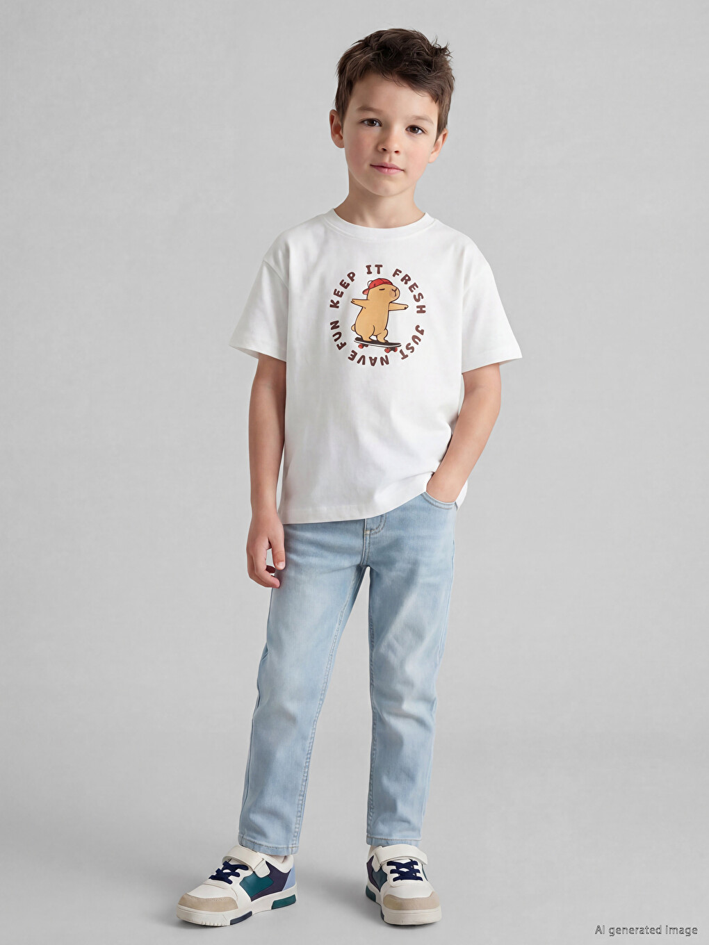 Crew Neck Boys' Knitted T-shirt-1