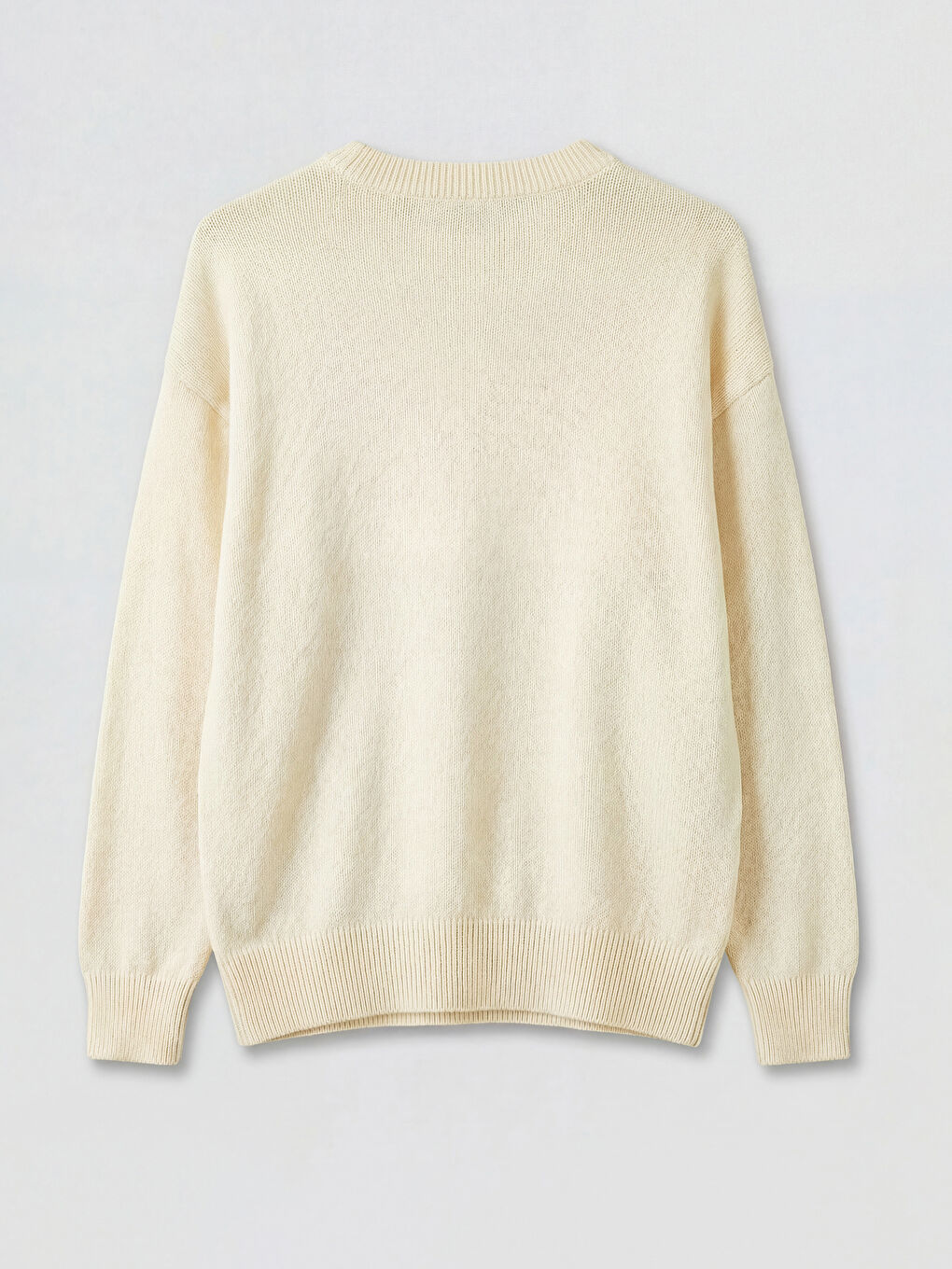 Ekru Bisiklet Yaka Kadın Triko Kazak-1