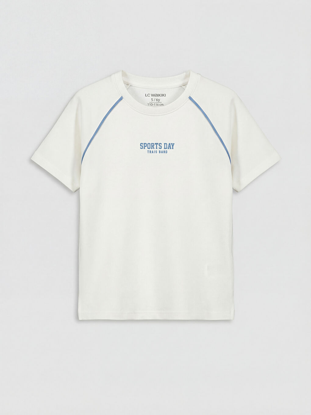 Ekru Bisiklet Yaka Baskılı Erkek Çocuk Tişört