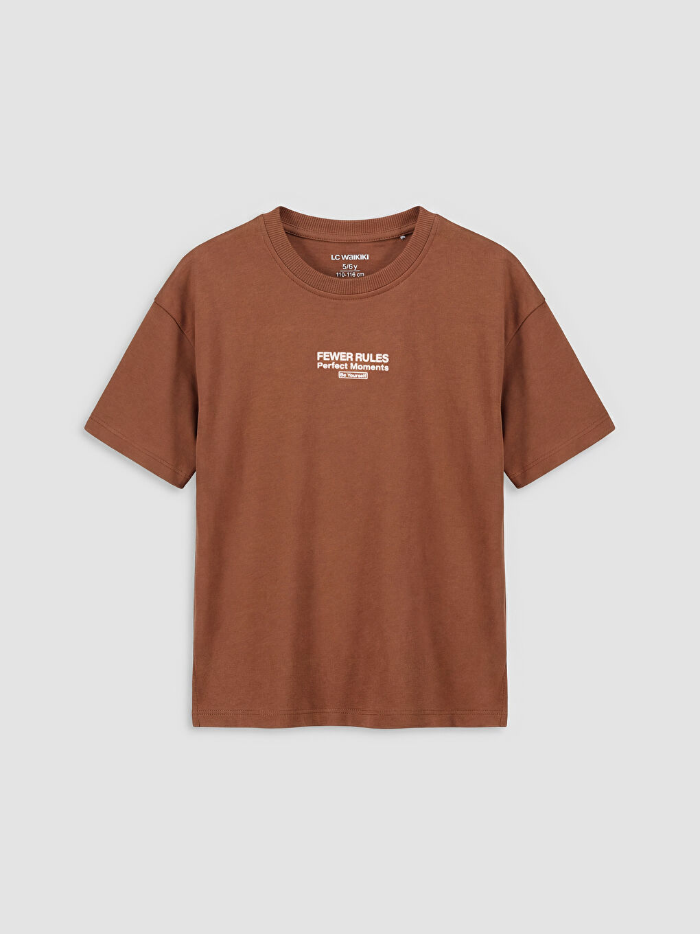 Kahverengi Bisiklet Yaka Baskılı Erkek Çocuk Tişört