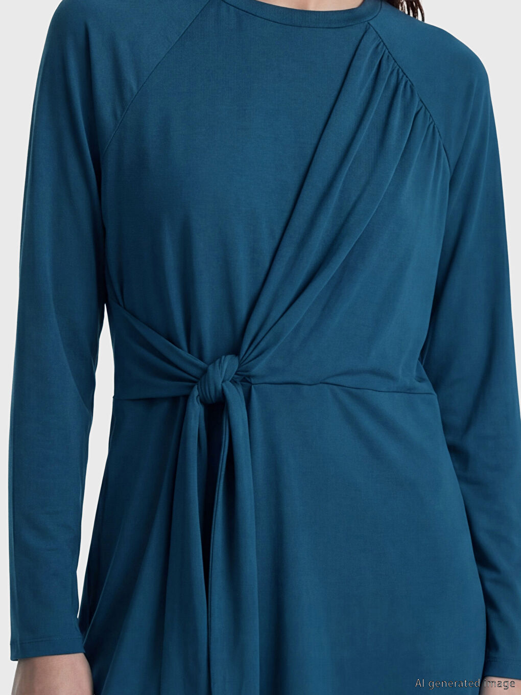 Petrol Bisiklet Yaka Kadın Tesettür Mayo Takımı-2