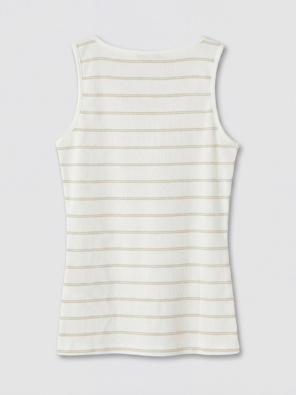 Ekru U Yaka Çizgili Kadın Atlet-1