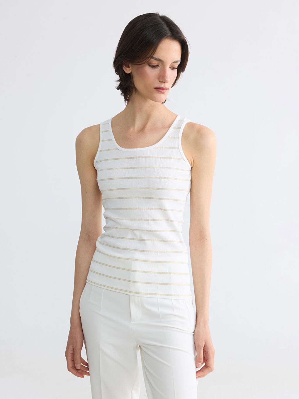 U Neck Striped Women's Tank Top