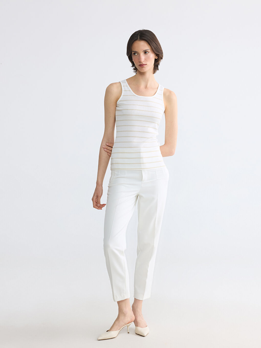 U Neck Striped Women's Tank Top-1