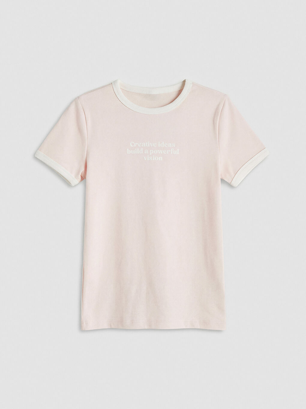 Pembe Bisiklet Yaka Baskılı Kız Çocuk Tişört