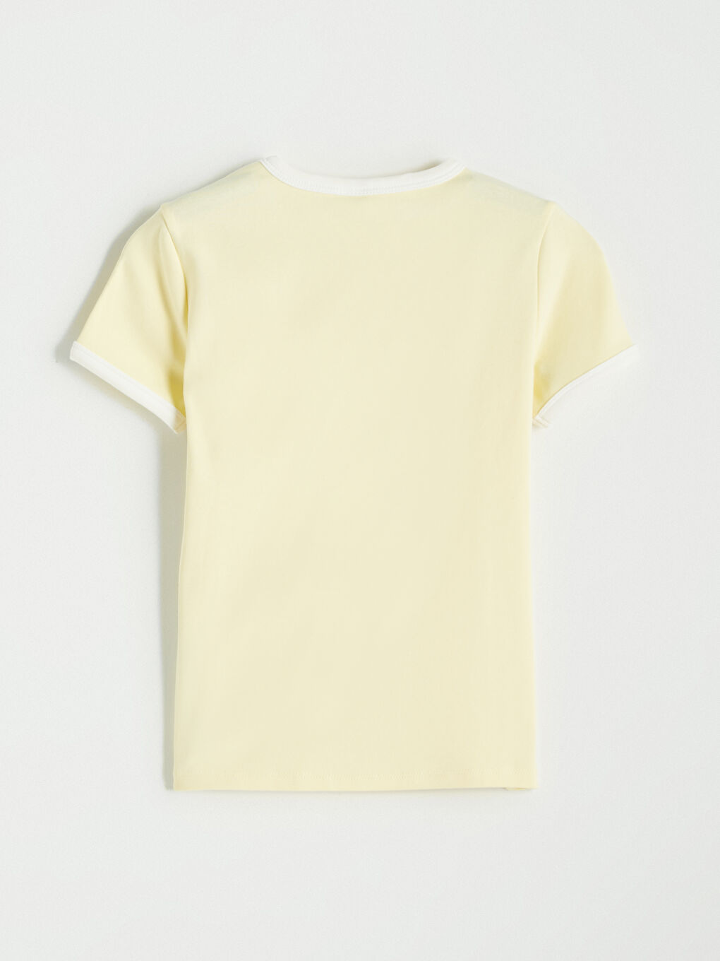 Sarı Bisiklet Yaka Kısa Kollu Baskılı Kız Çocuk Tişört-2