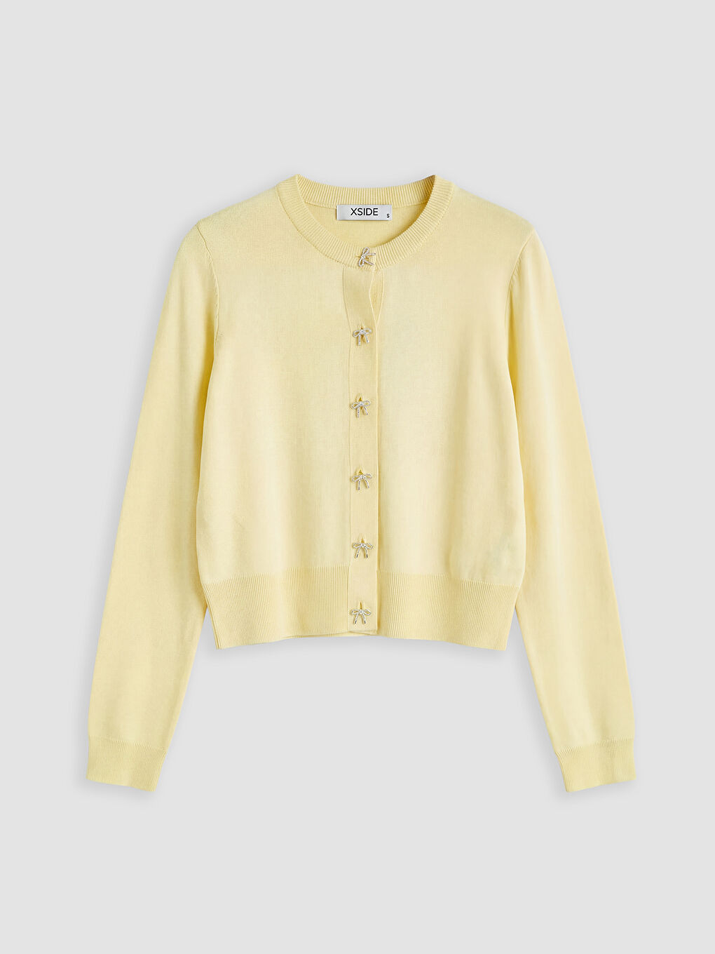 Sarı Bisiklet Yaka Kadın Triko Hırka