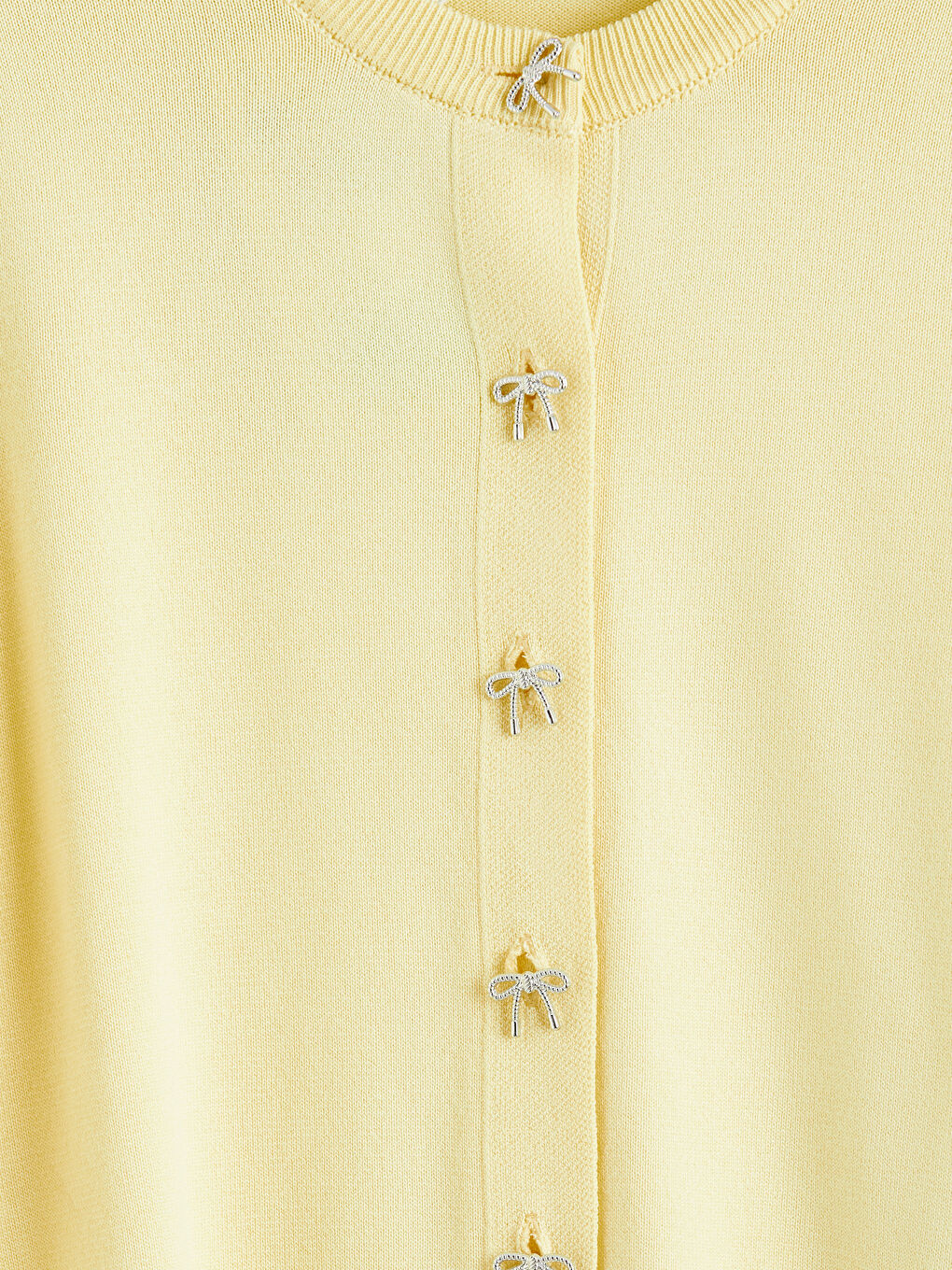 Sarı Bisiklet Yaka Kadın Triko Hırka-2