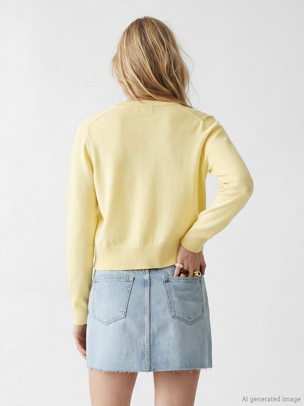 Sarı Bisiklet Yaka Kadın Triko Hırka-3