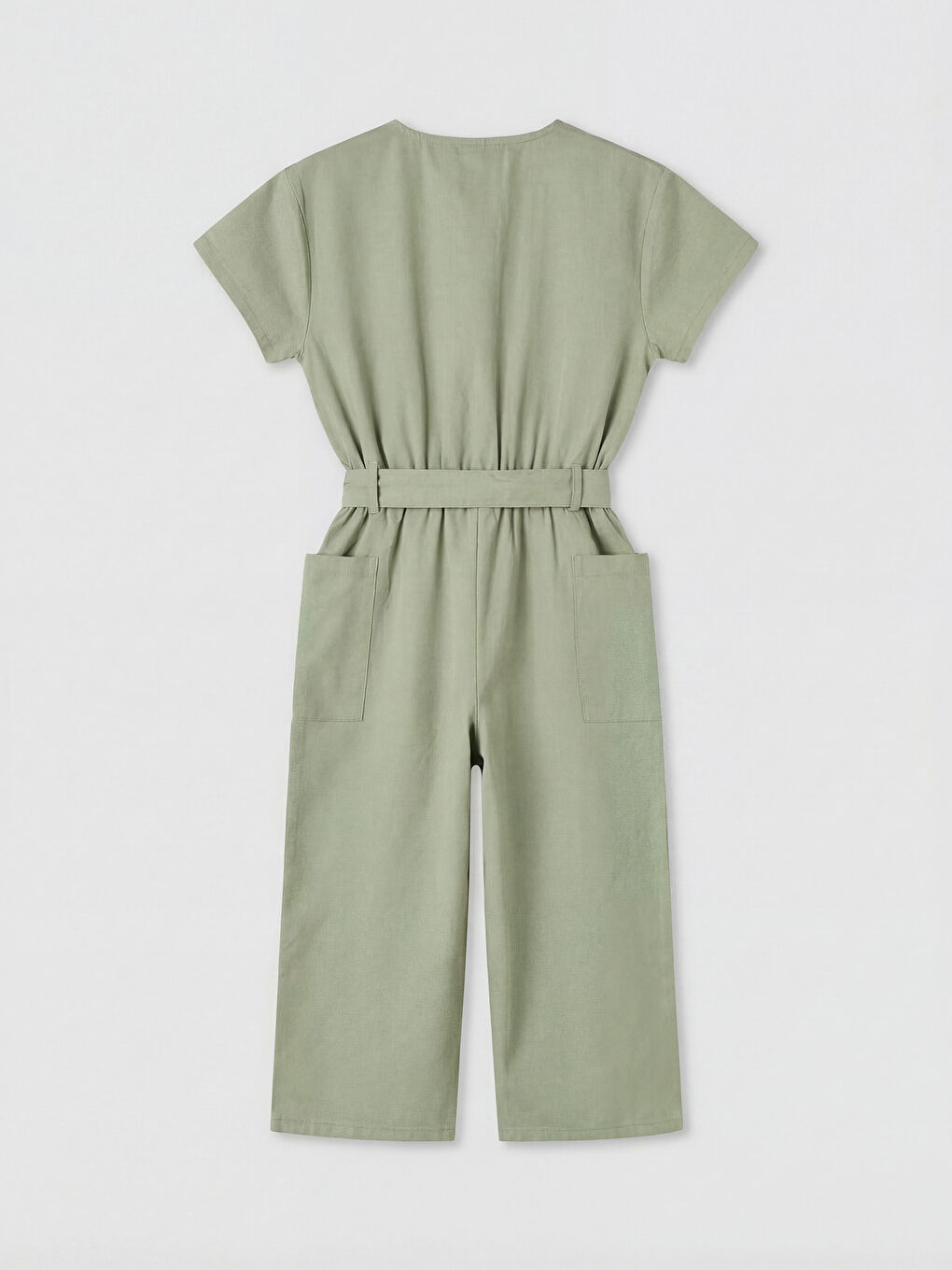 Yeşil Bisiklet Yaka Kemerli Kız Çocuk Tulum-1