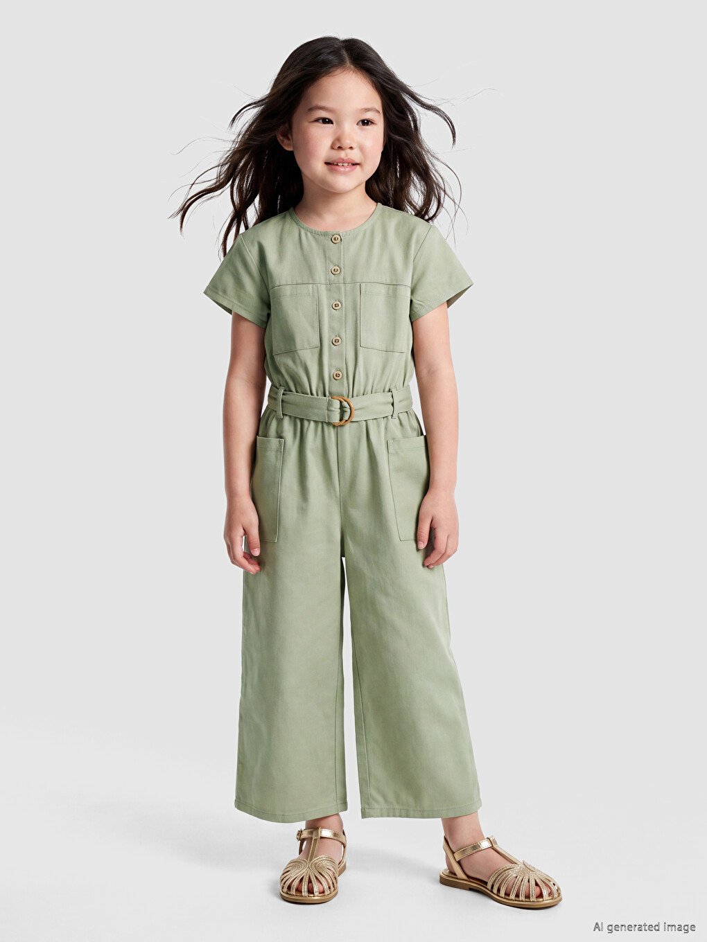 Kombinezon Me Jakë Të Rrumbullakët Me Rrip Për Vajza