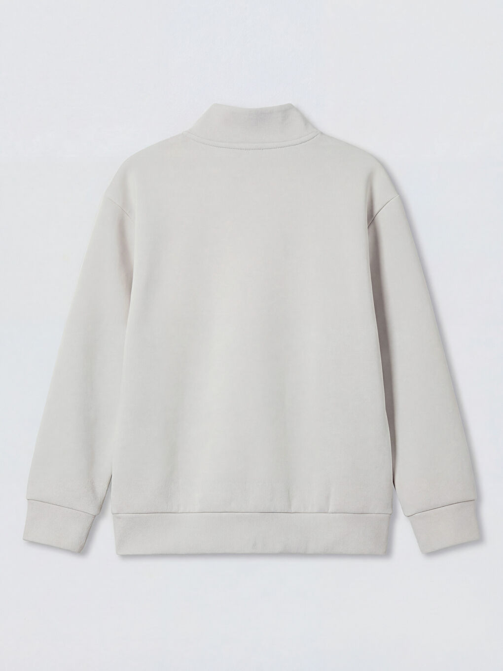 Gri Dik Yaka Erkek Çocuk Fermuarlı Sweatshirt-1