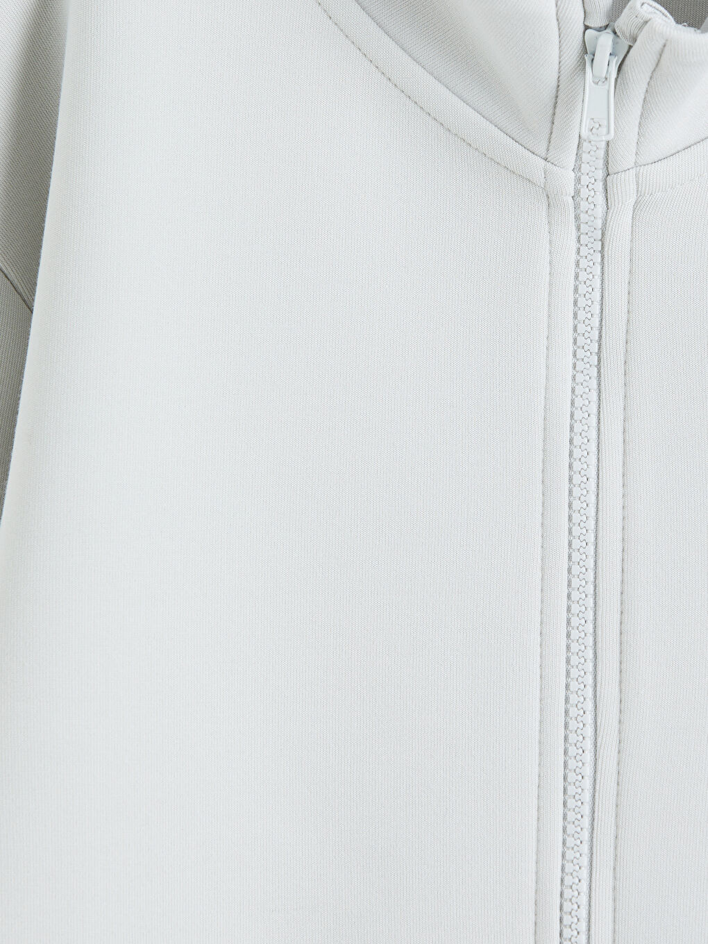 Gri Dik Yaka Erkek Çocuk Fermuarlı Sweatshirt-2