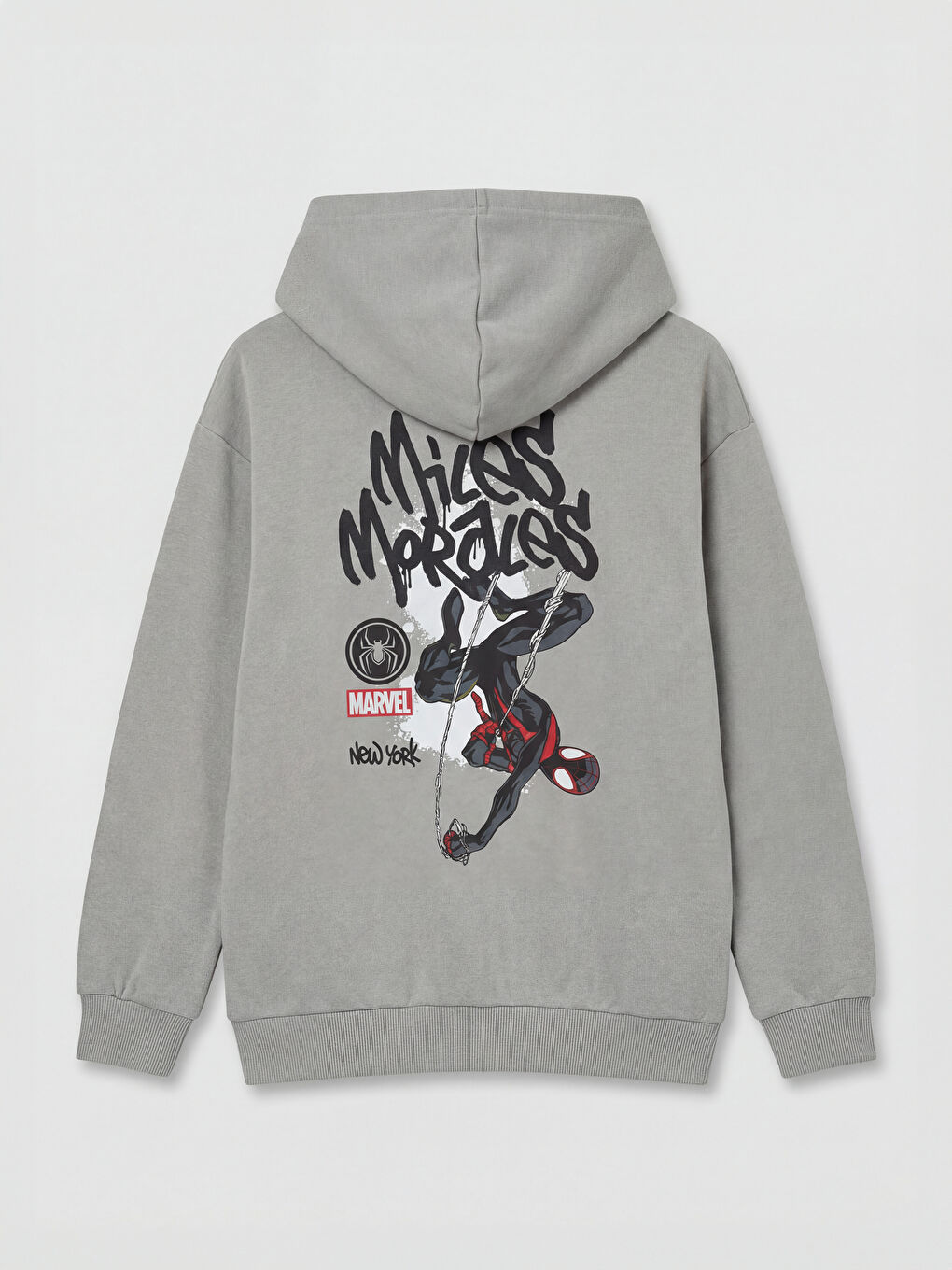 Gri Kapüşonlu Spider-Man Baskılı Erkek Çocuk Sweatshirt-2