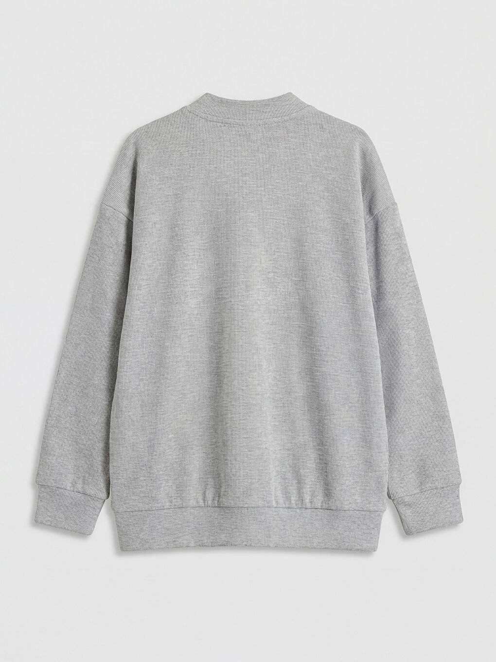 Gri Kolej Yaka Erkek Çocuk Fermuarlı Sweatshirt-1