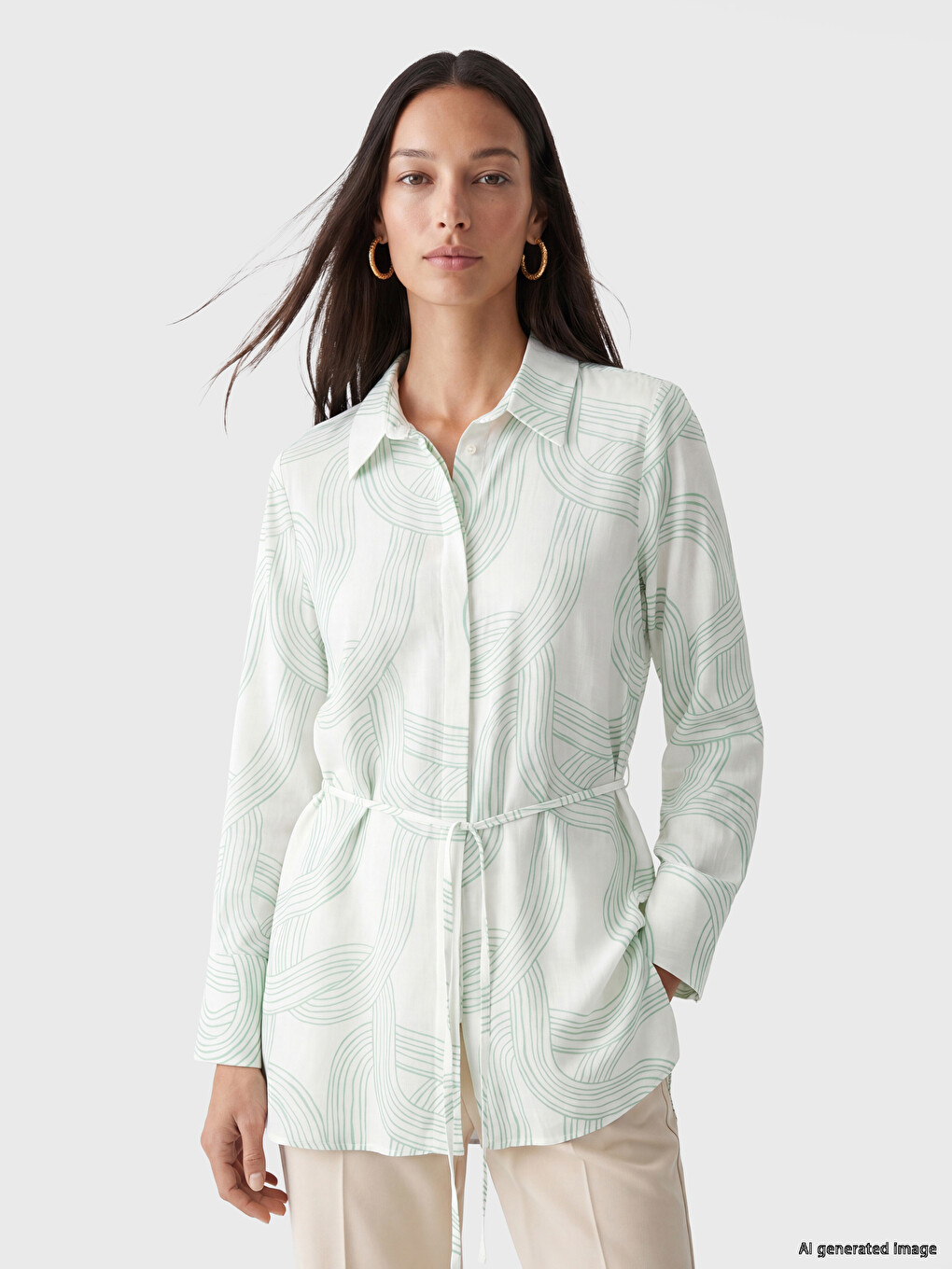 Patterned Poplin Women's Shirt Tunic