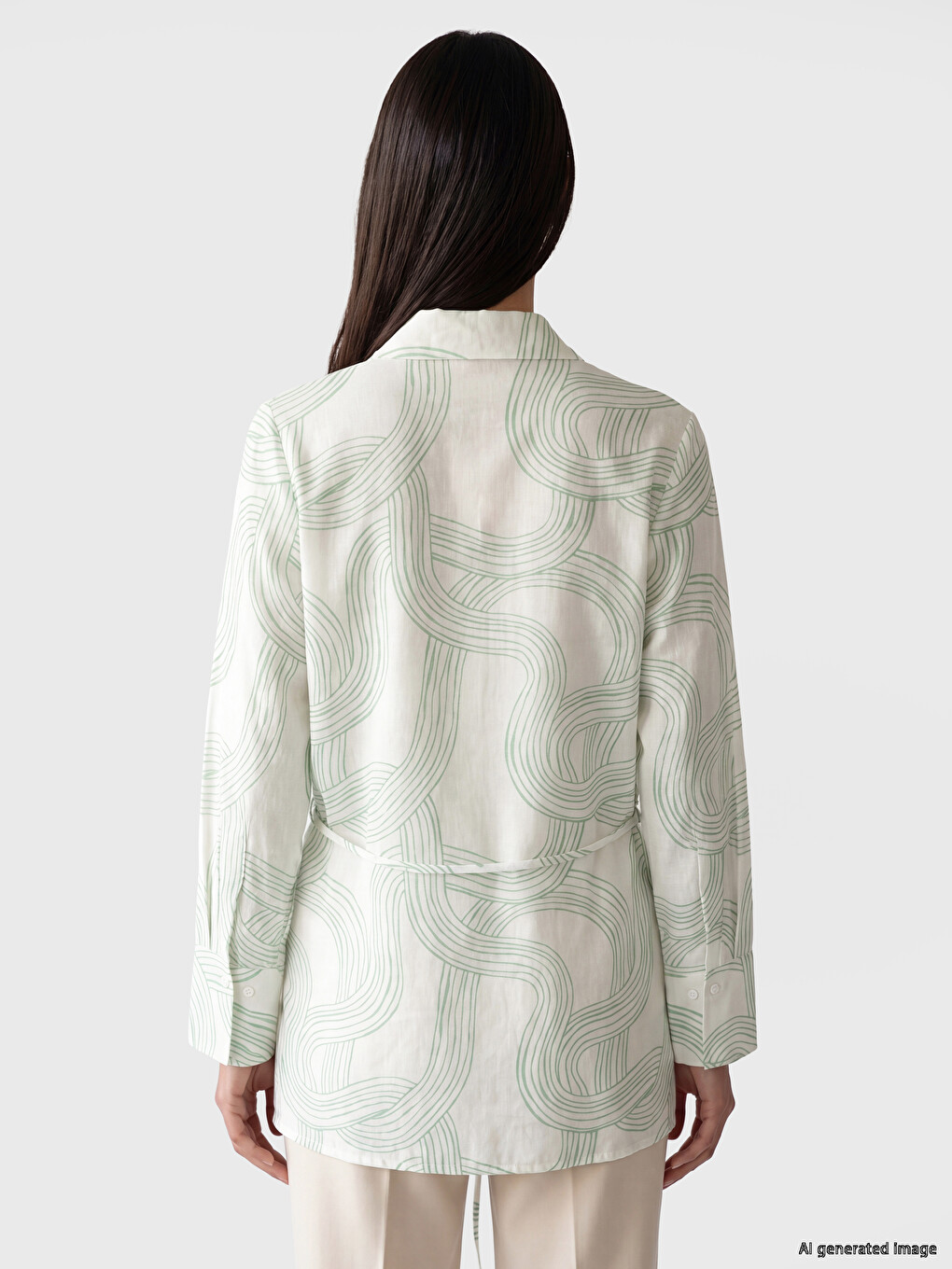 Patterned Poplin Women's Shirt Tunic-3