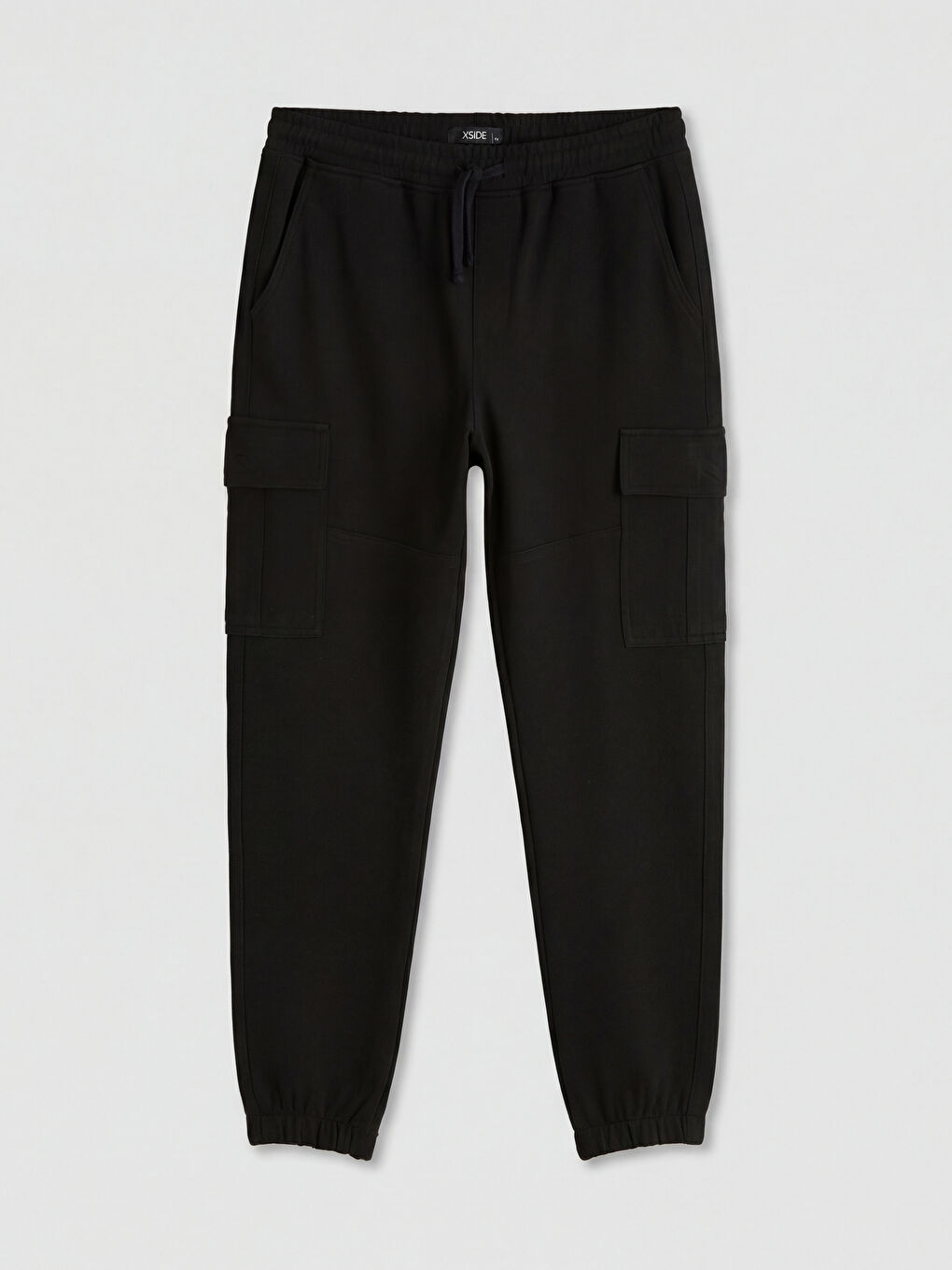 Siyah Standart Kalıp Erkek Kargo Pantolon-4