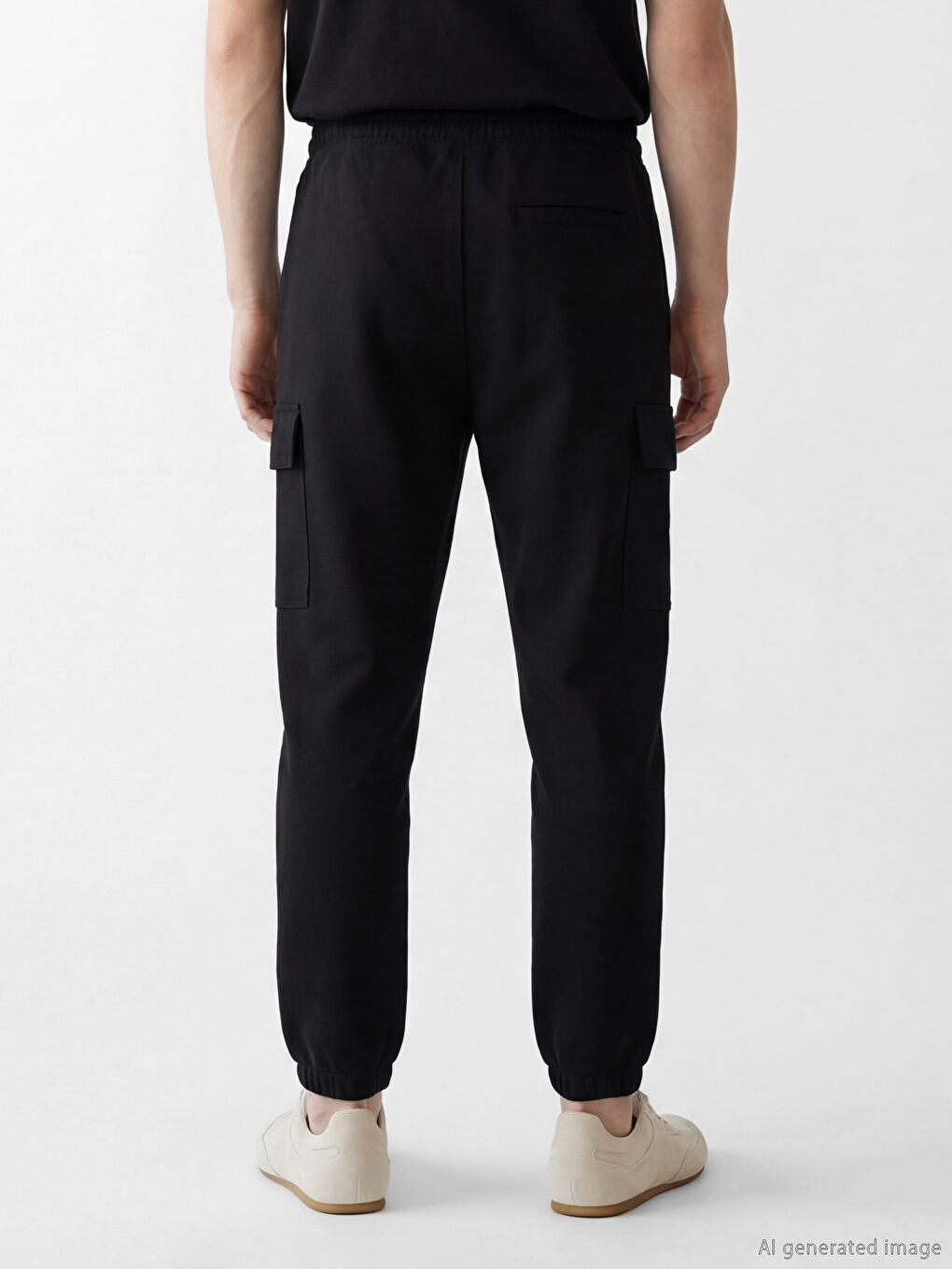 Siyah Standart Kalıp Erkek Kargo Pantolon-3