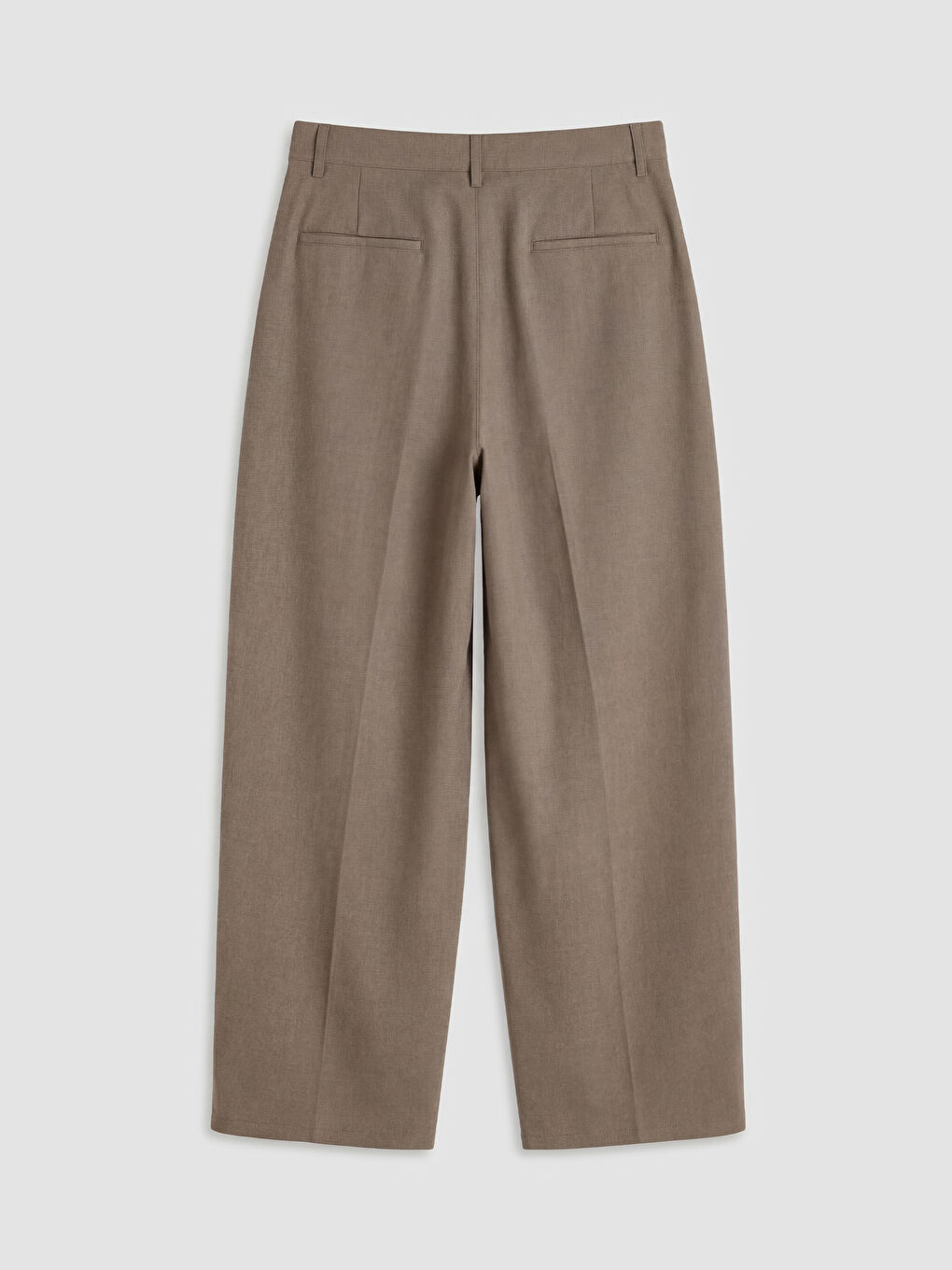 Bej Rahat Kalıp Erkek Pileli Kumaş Pantolon-1