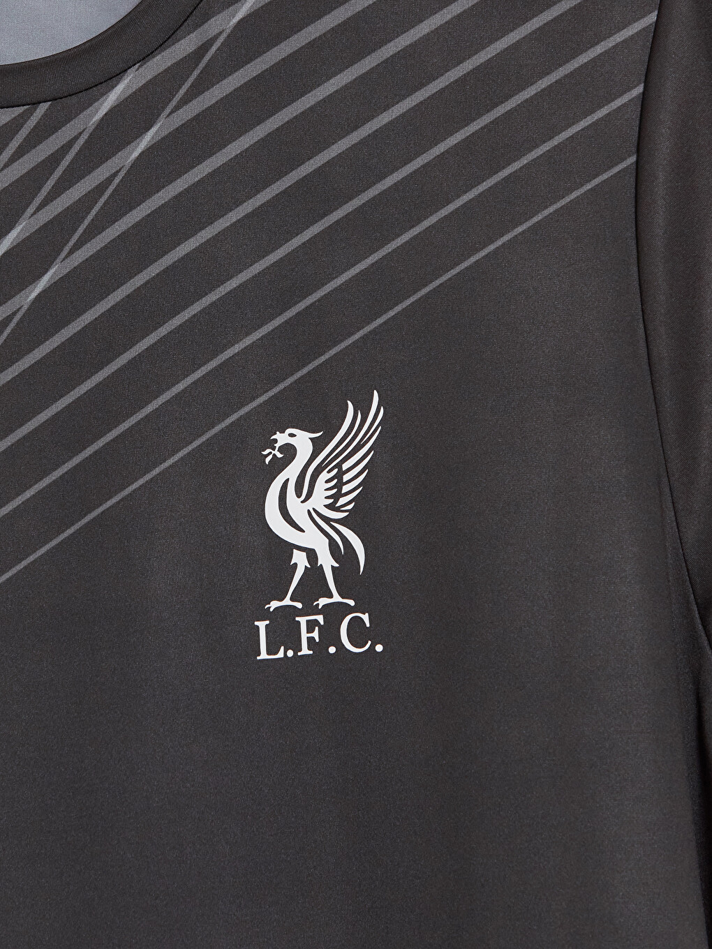 Siyah Liverpool Baskılı Bisiklet Yaka Erkek Tişört-2