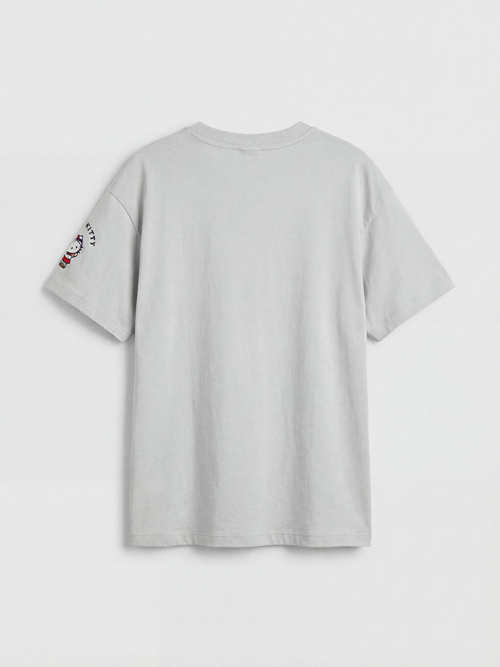 Gri Bisiklet Yaka Hello Kitty Baskılı Kız Çocuk Tişört-1