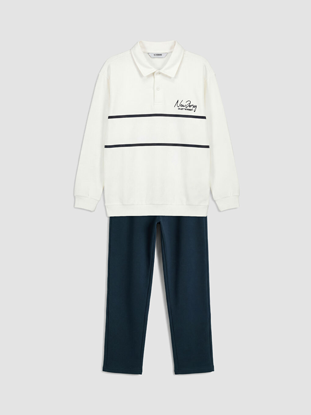 Ekru Nakışlı Erkek Çocuk Tişört ve Pantolon