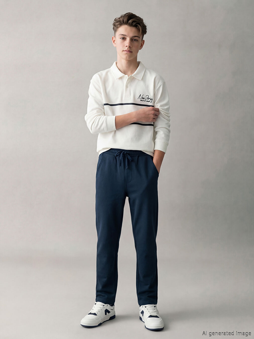 Beyaz Nakışlı Erkek Çocuk Tişört ve Pantolon