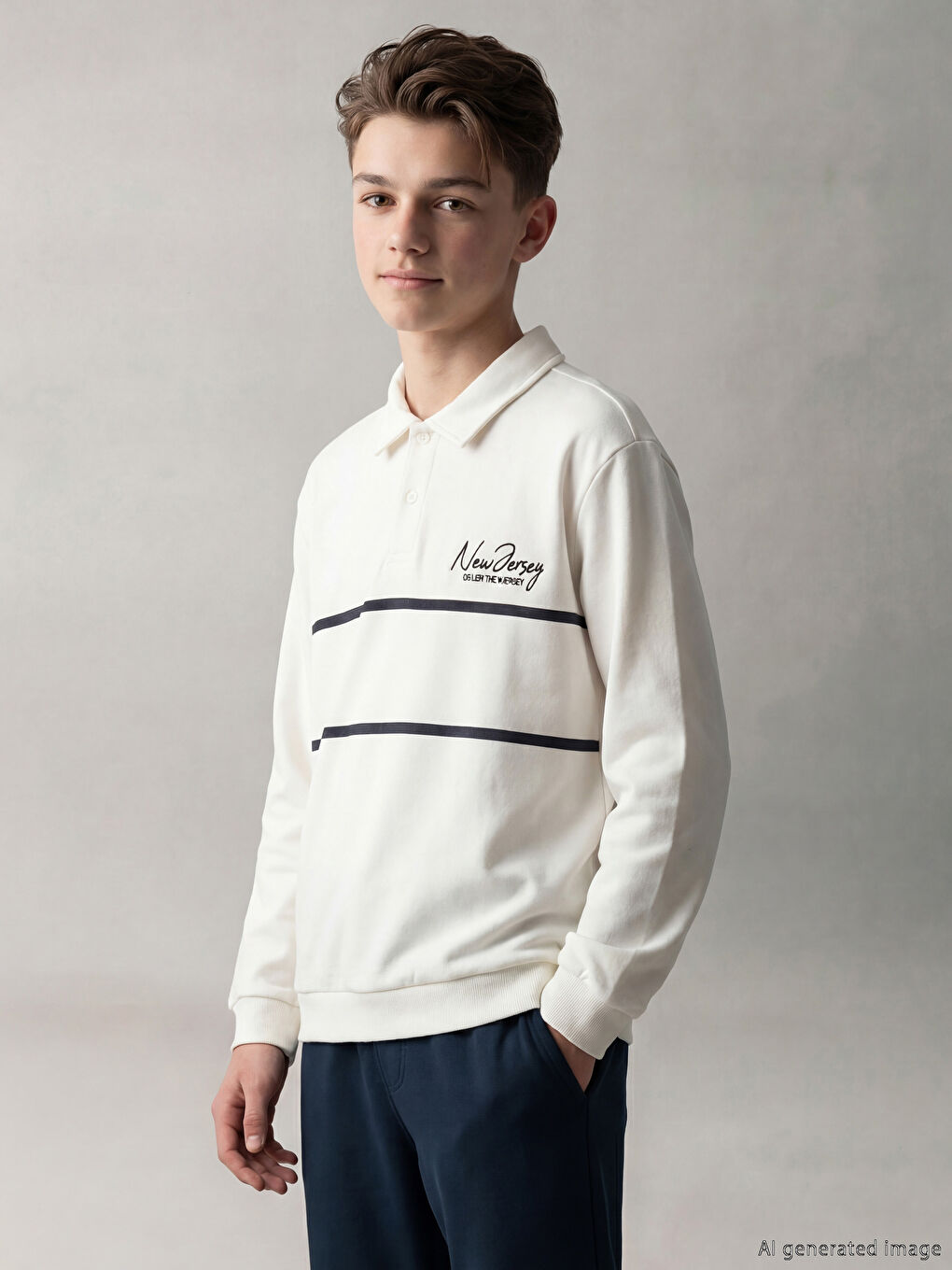 Beyaz Nakışlı Erkek Çocuk Tişört ve Pantolon-1