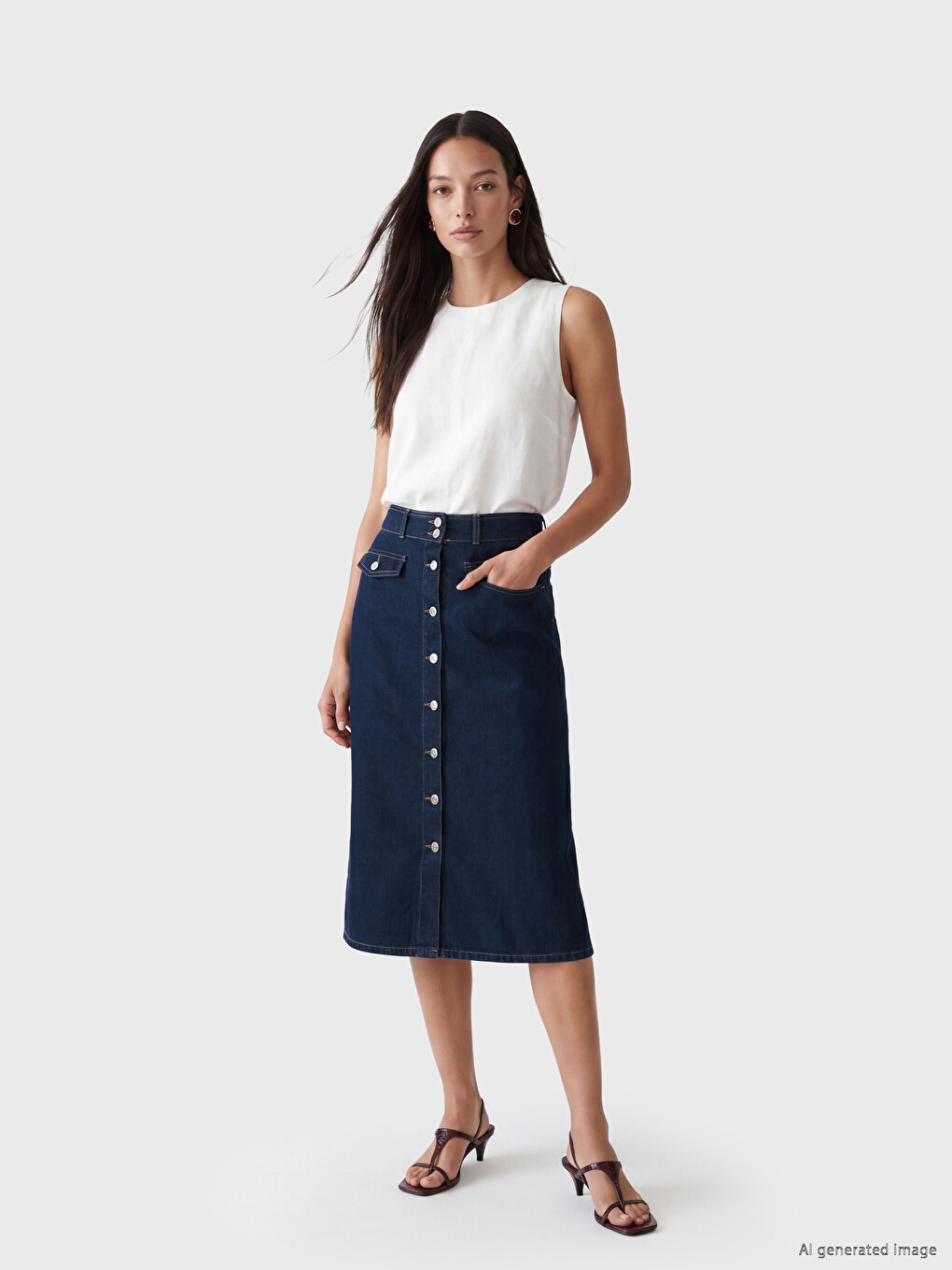 Regular Fit A-Line Jean Skirt-1