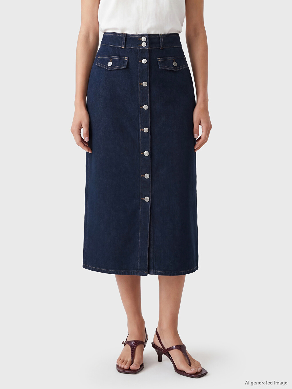 Regular Fit A-Line Jean Skirt-2