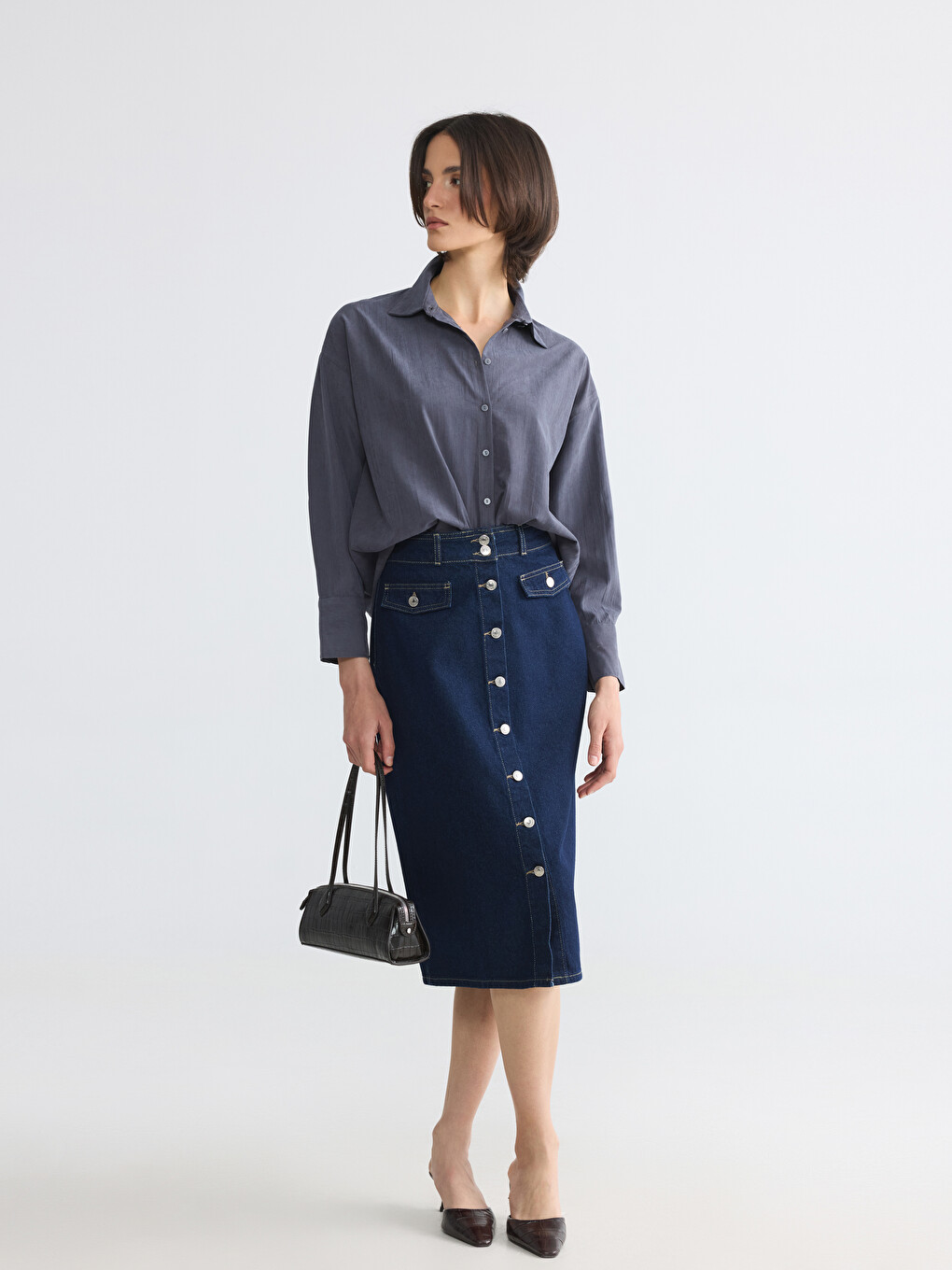 Regular Fit A-Line Jean Skirt